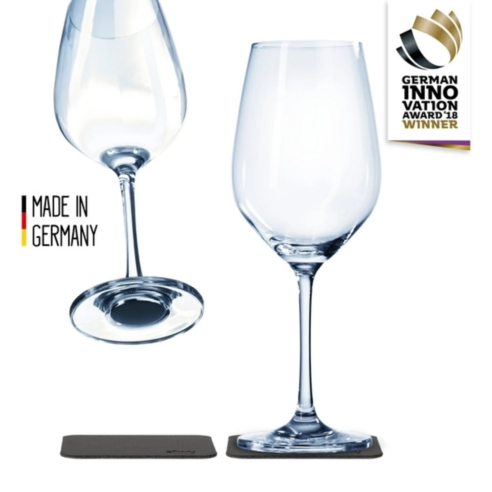 Silwy Wein-Magnet-Kristallgläser mit Untersetzer 2er-Set 250 ml