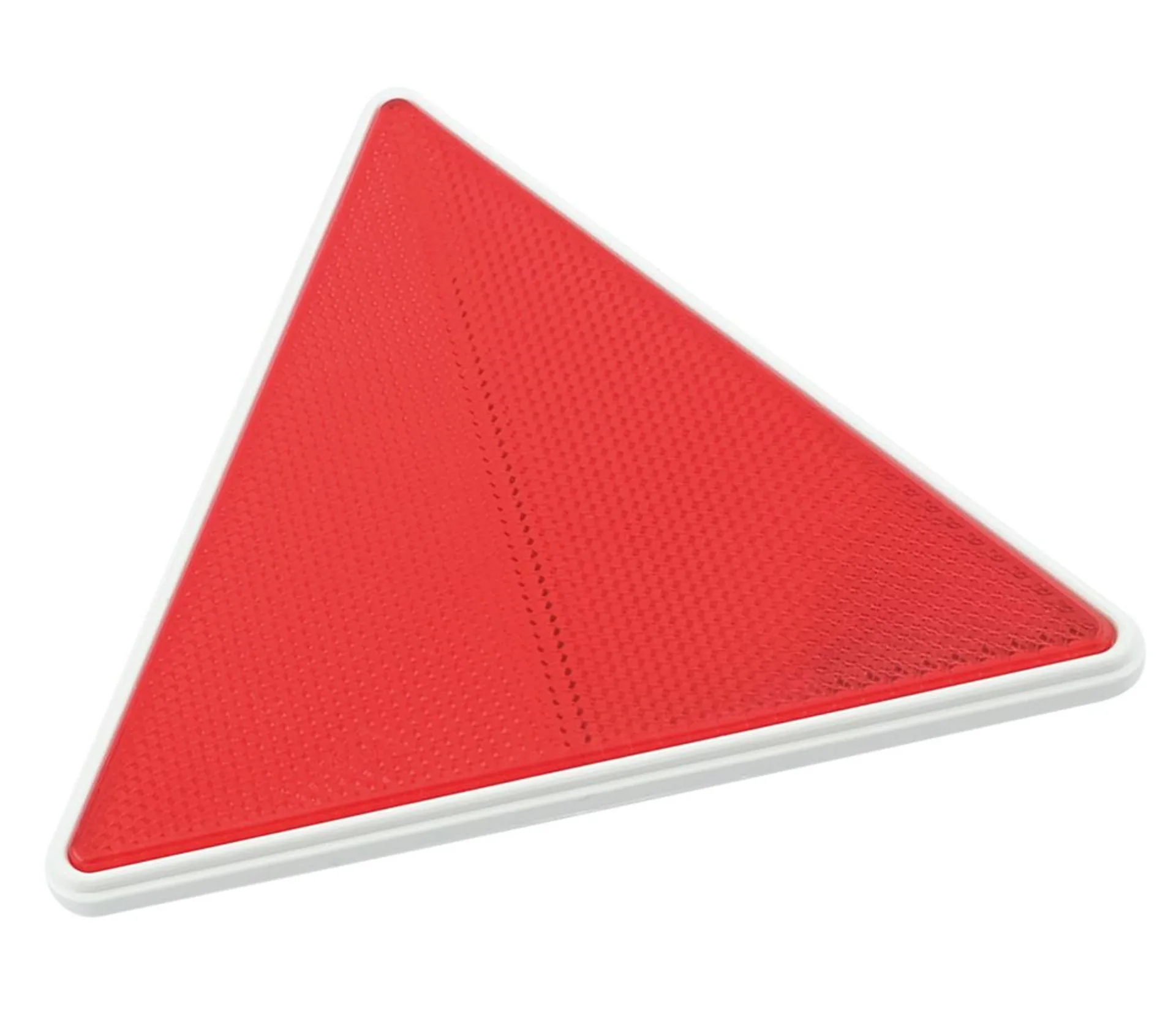 Dreieckrückstrahler mit 2 Befestigunsschrauben weisses Gehäuse, Lochabstand: 70 mm, Schrauben M5 18 mm