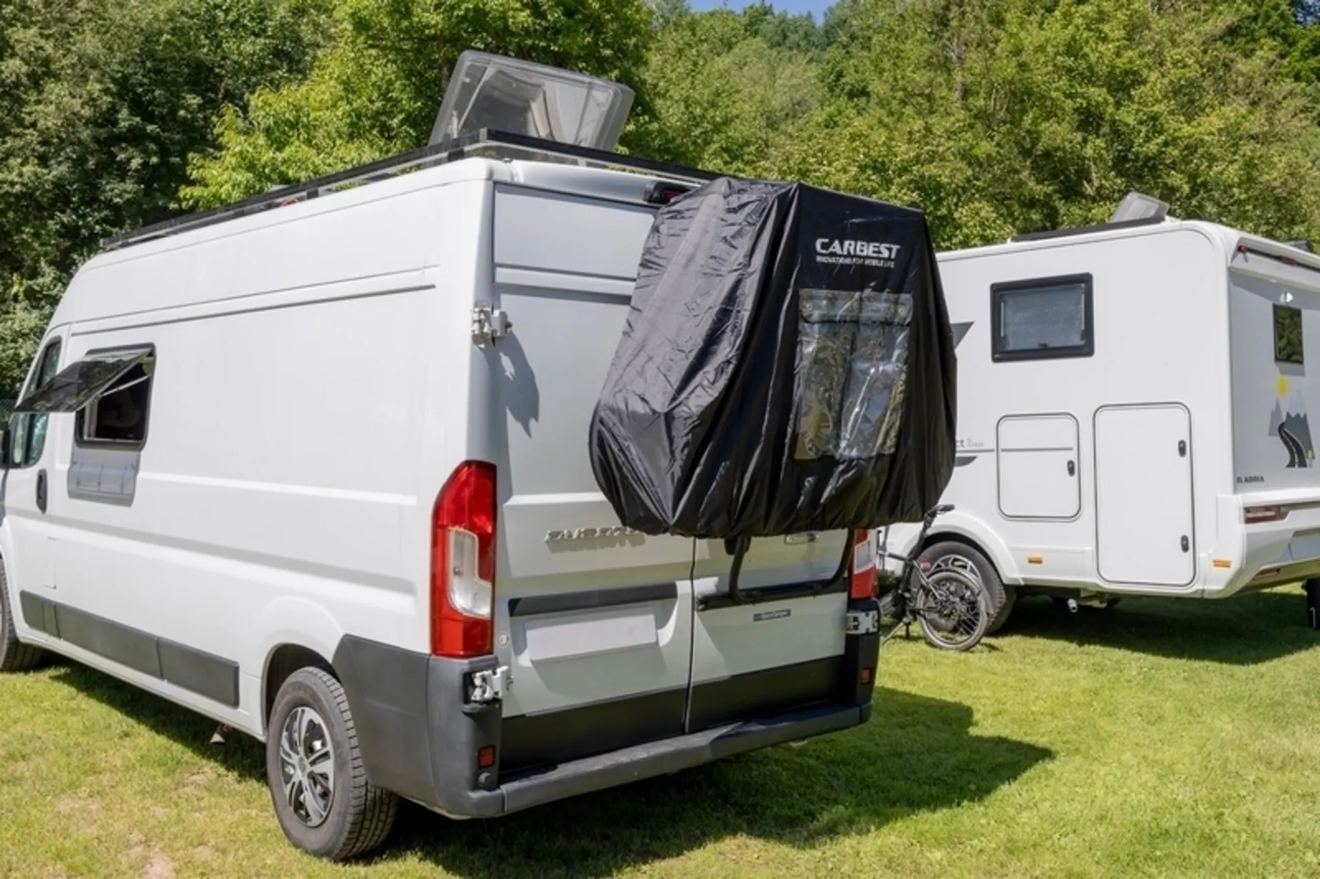 Carbest Housse de protection vélo pour 2-3 vélos avec poche pour panneau de signalisation