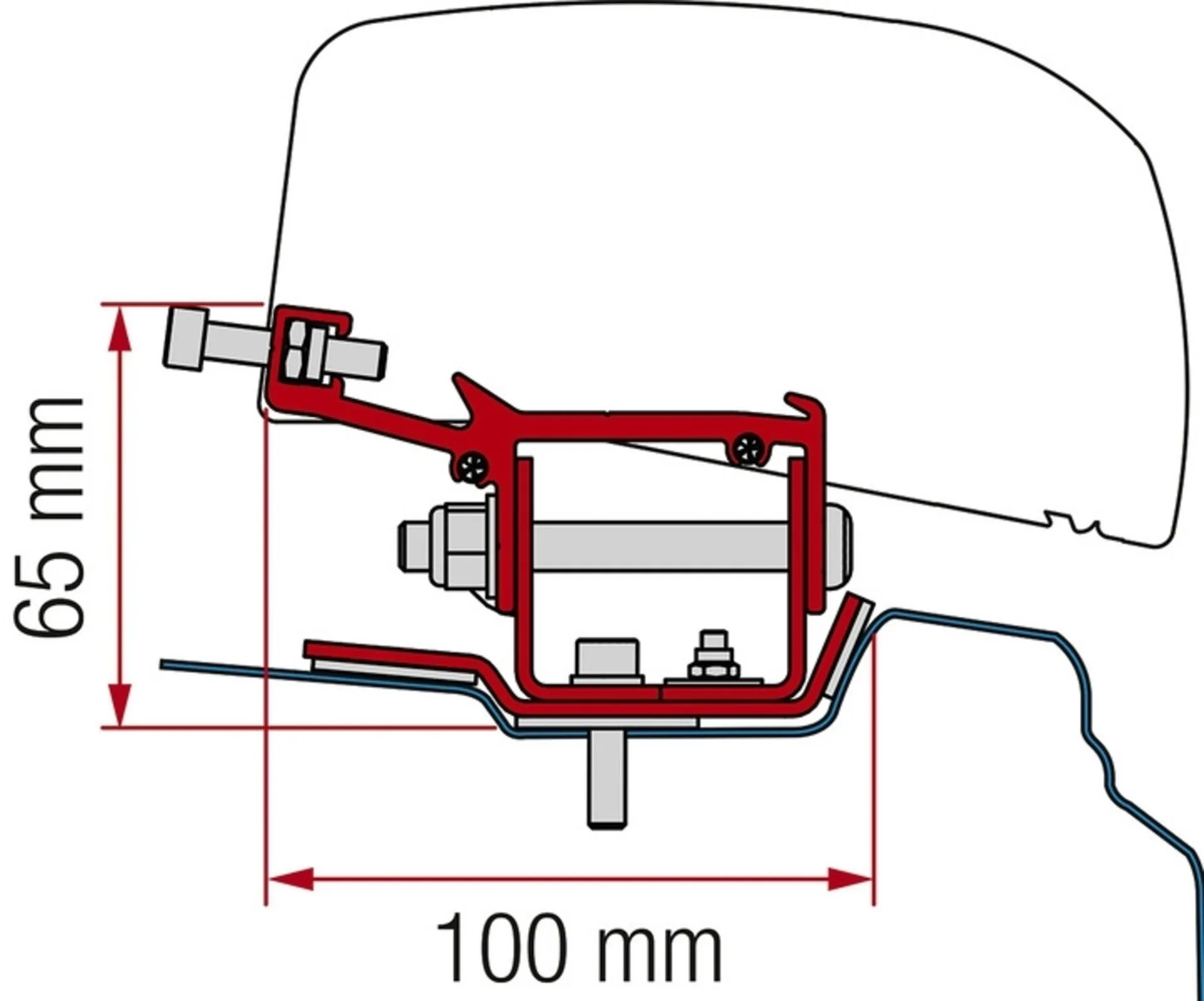Fiamma Adapter für Dachmarkise F40van für Renault Trafic ab 2014 kurzer Radstand