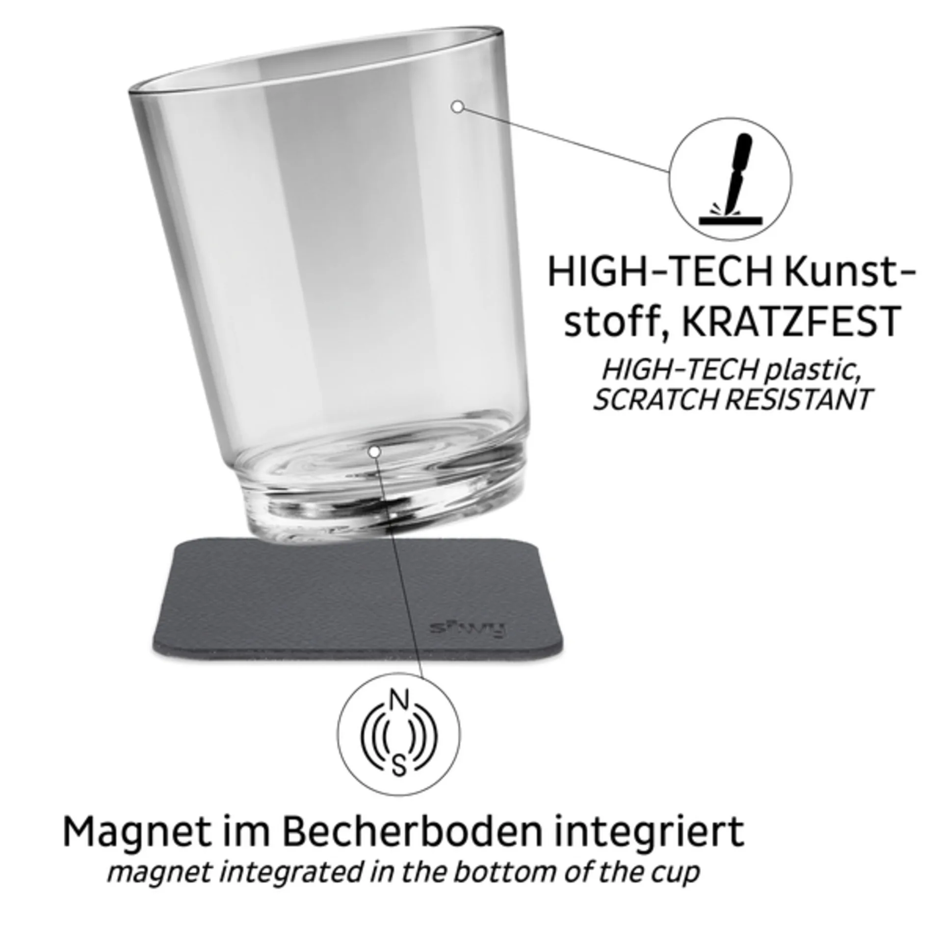 silwy® Tritan-Magnetgläser mit Untersetzer 2er Set (250 ml) Classic