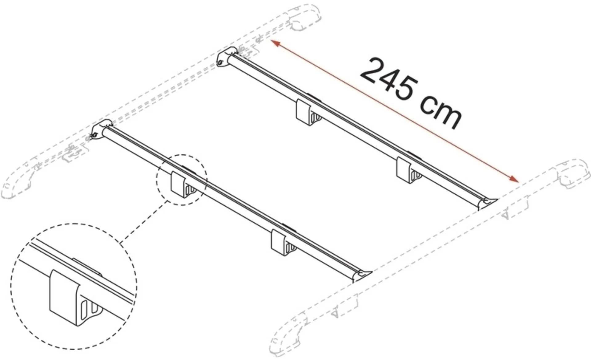 Querstange Fixing-Bar Rail - Grau - 240 cm