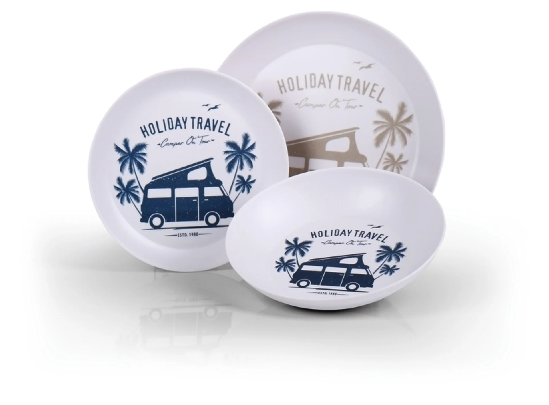 HOLIDAY TRAVEL Melamin-Geschirr-Set für 2 Personen, 6-teilig