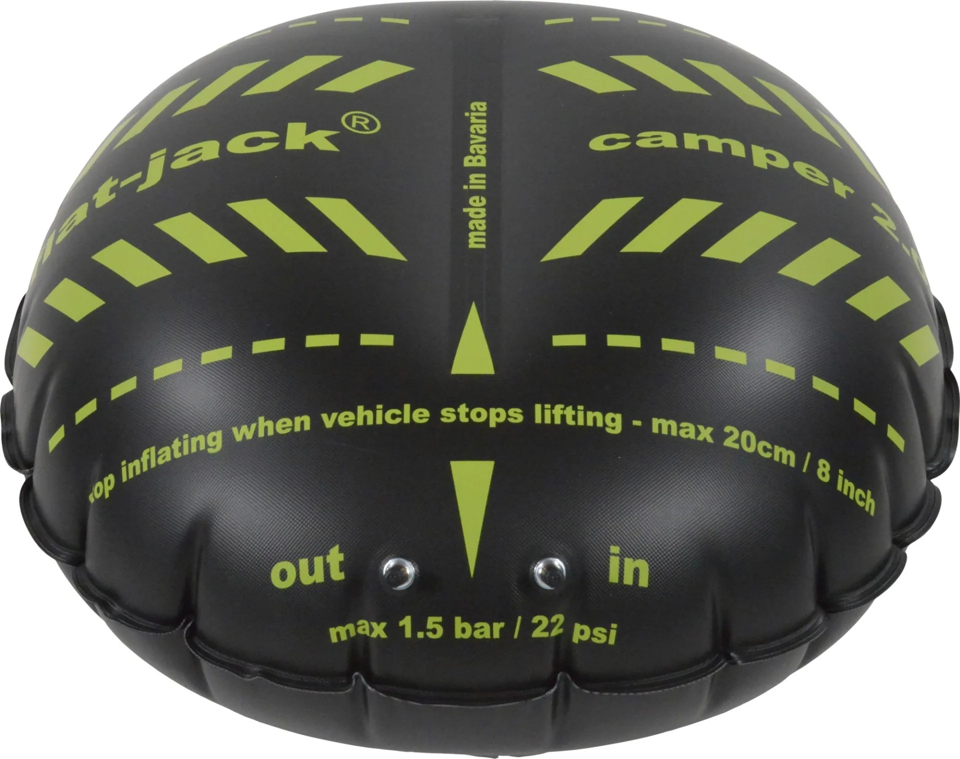 Flat-Jack Camper 2.0 Reifen-Luftkissen für Fahrzeuge bis 6 Tonnen & bis 305 mm Reifenbreite Flat-Jack Camper 2.0 Reifen-Luftkissen für Fahrzeuge bis 6 Tonnen & bis 305 mm Reifenbreite