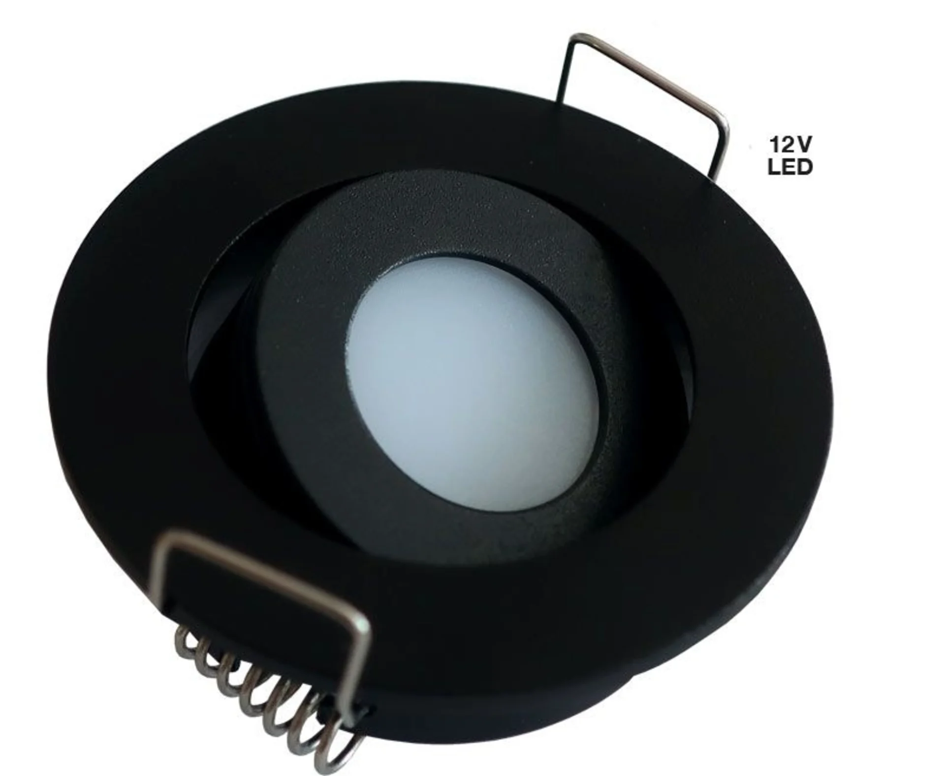 Schwarzer LED Einbauspot, schwenkbar, 12V, Durchmesser 51.6 mm