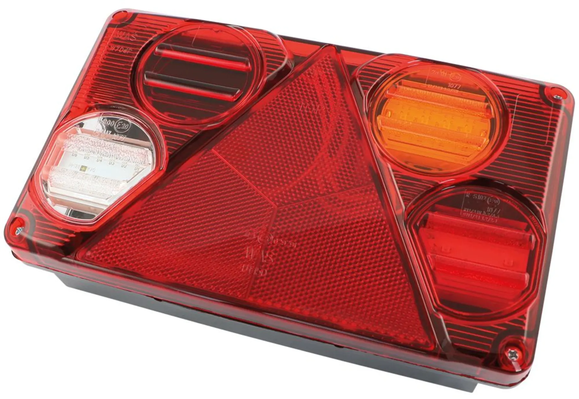 WAS - LED-Schlussleuchte 12/24 V rechts 232 x 142 x 60 mm, mit RFL und KZL seitlich