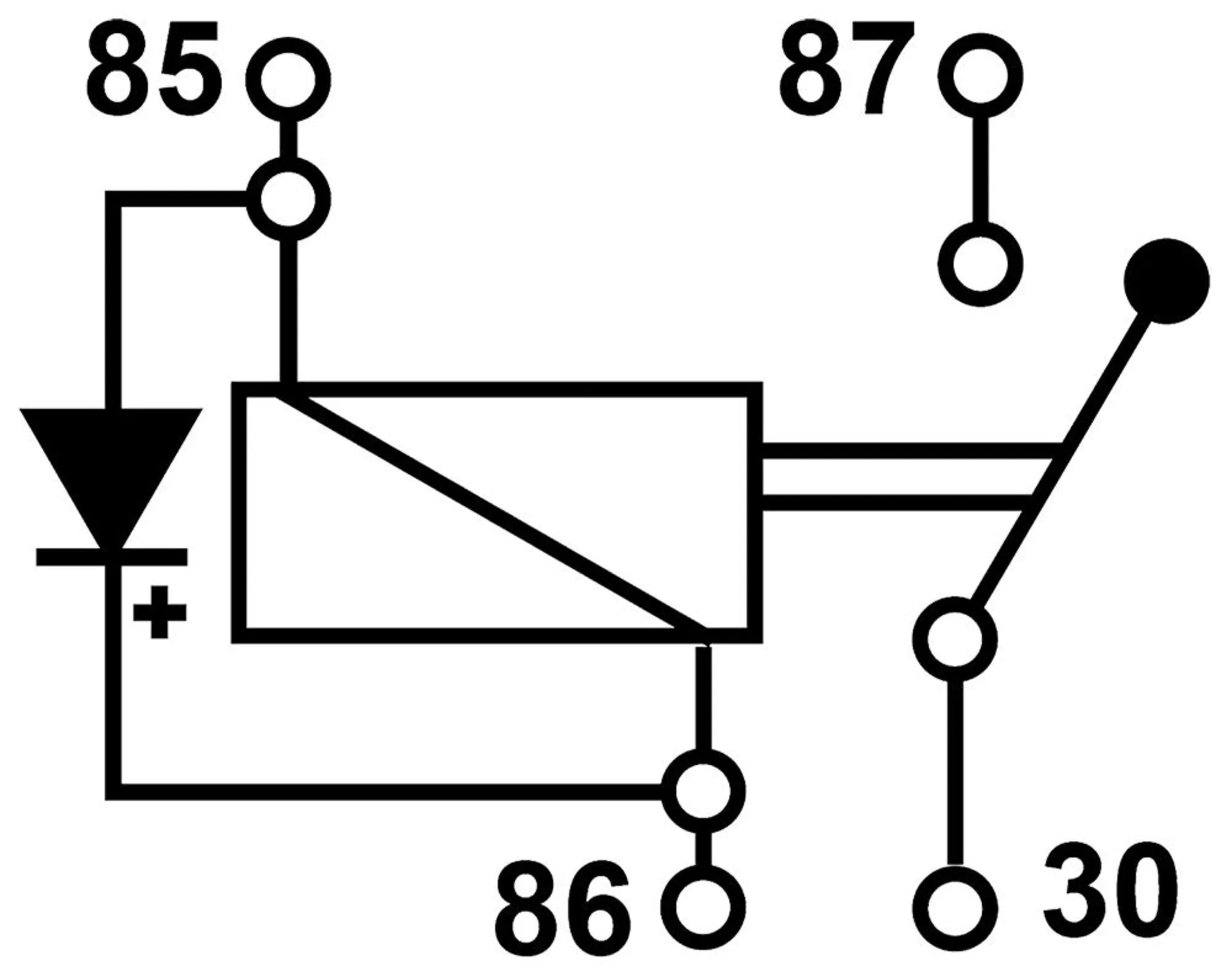 Mini-Relais 12V 40A, 0-1, mit Diode 0 - 1 / 12V 40A