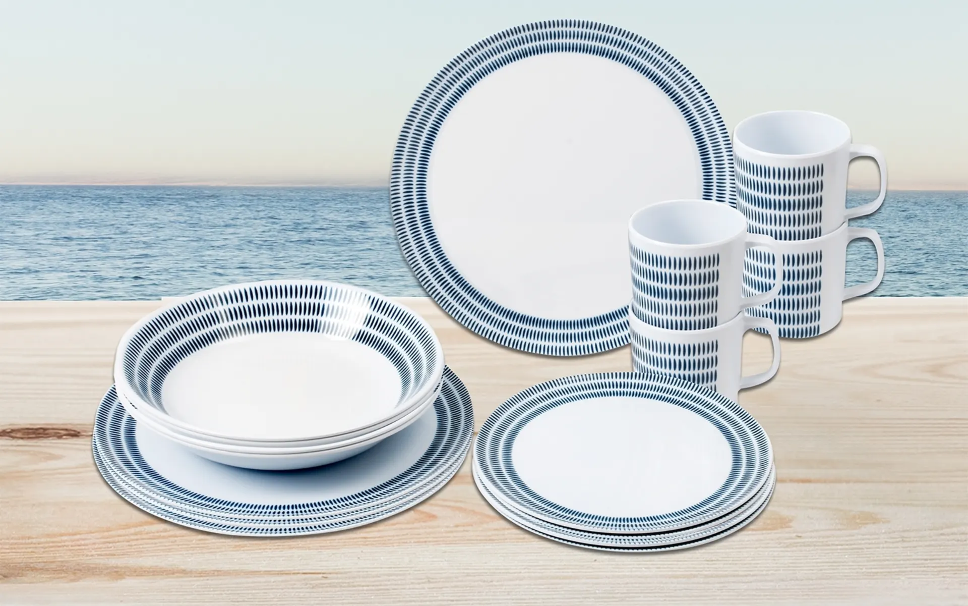 Brunner Bluebay set de vaisselle en mélamine 16 pcs.