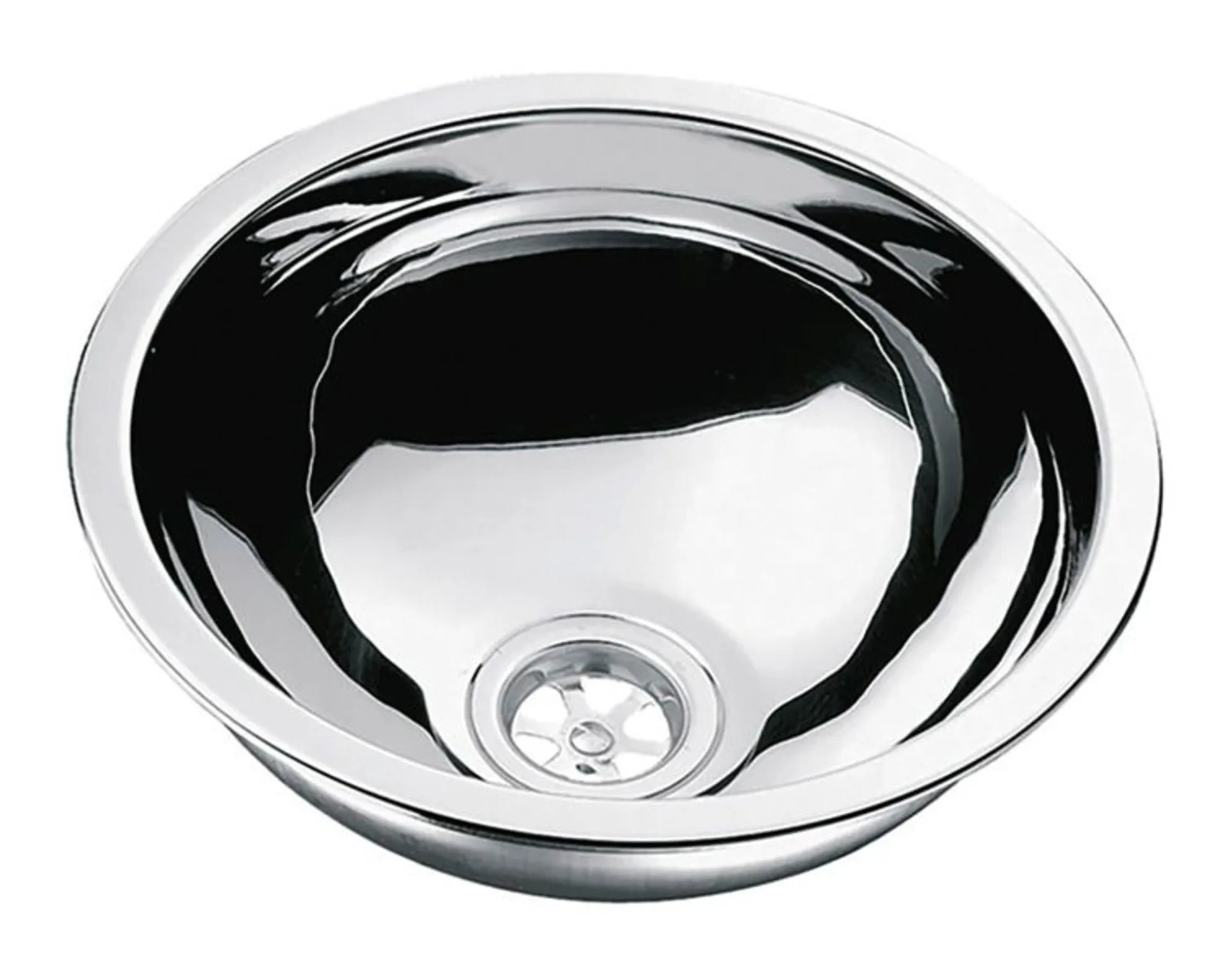 Runde Edelstahlspüle in mattem Design