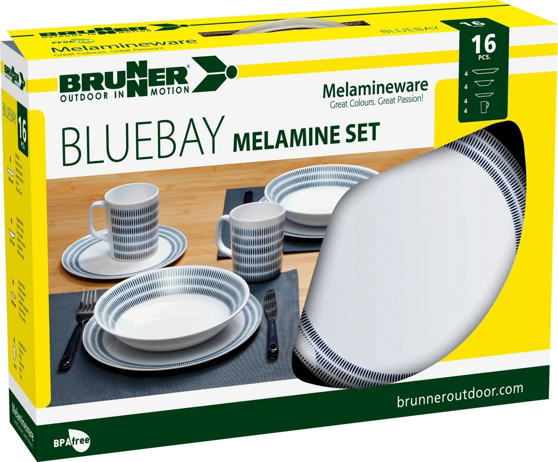 Brunner Bluebay set de vaisselle en mélamine 16 pcs.