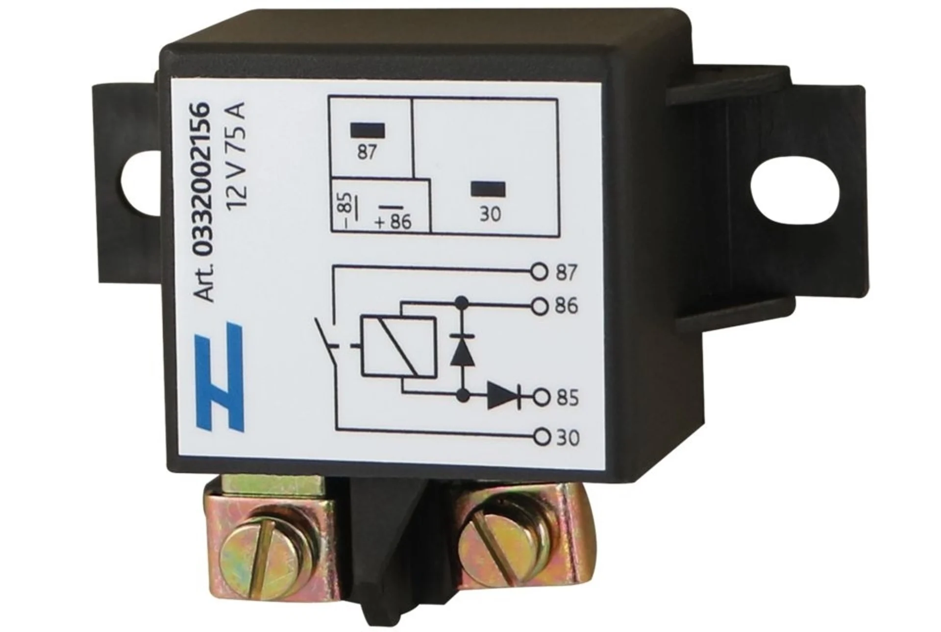 Relais type Bosch 12V 75A avec diode d'extinction et de blocage