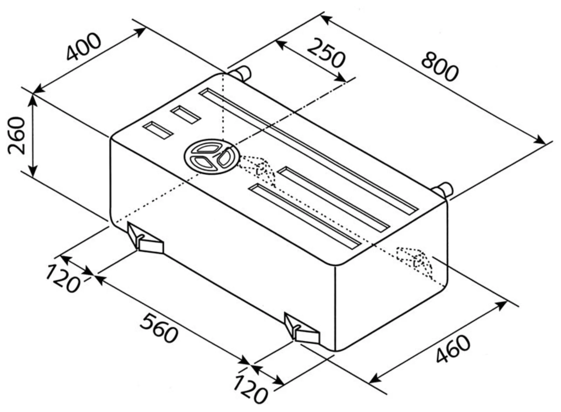 Frischwassertank und Abwassertank EV 1501 mit einem Fassungsvermögen von 75 Litern