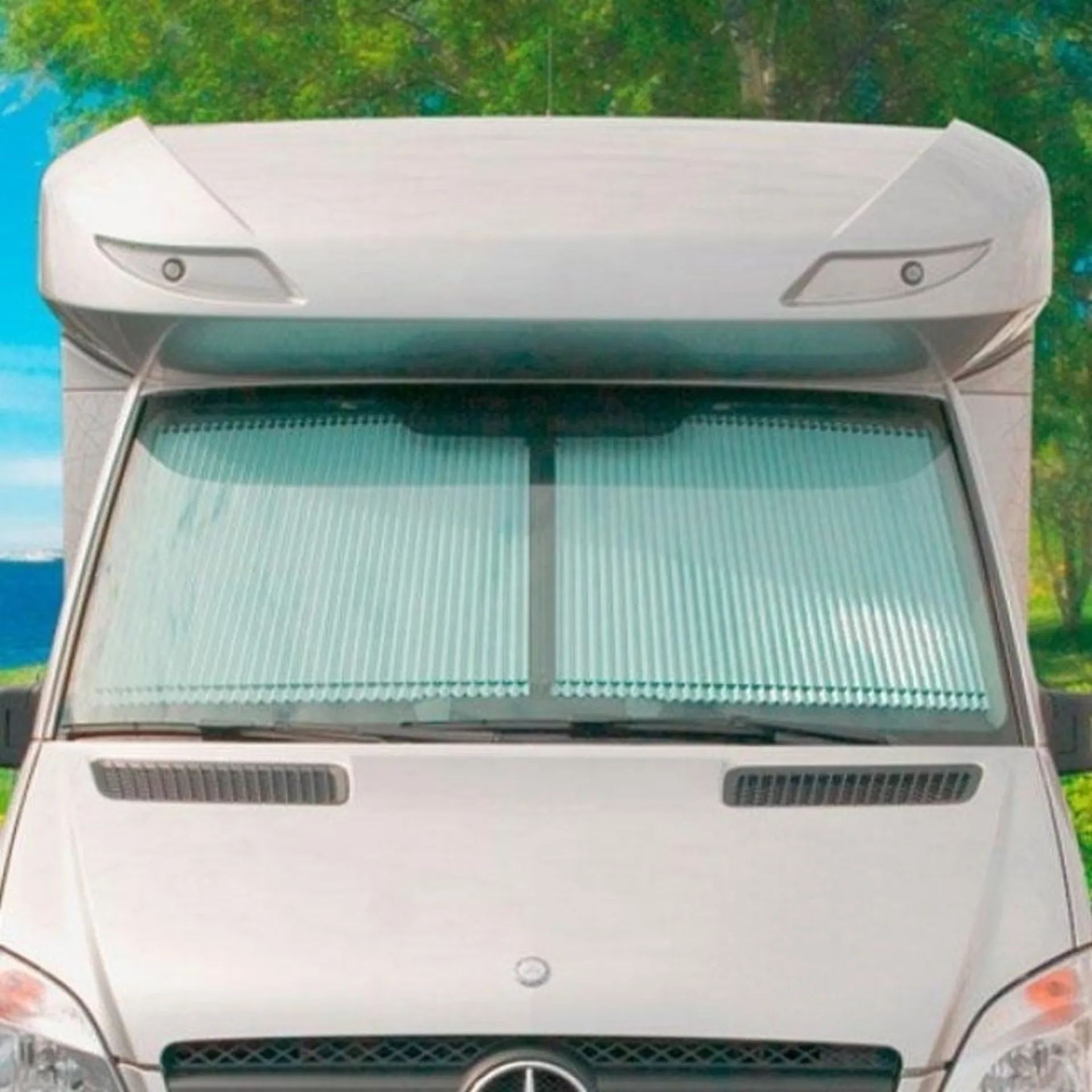 Remis REMIfront III Fahrerhausverdunkelung Frontscheibe Mercedes Benz Sprinter (Bj. 2006 - 2018) und VW Crafter (Bj. 2006 - 2016) Spiegelfuß gerade