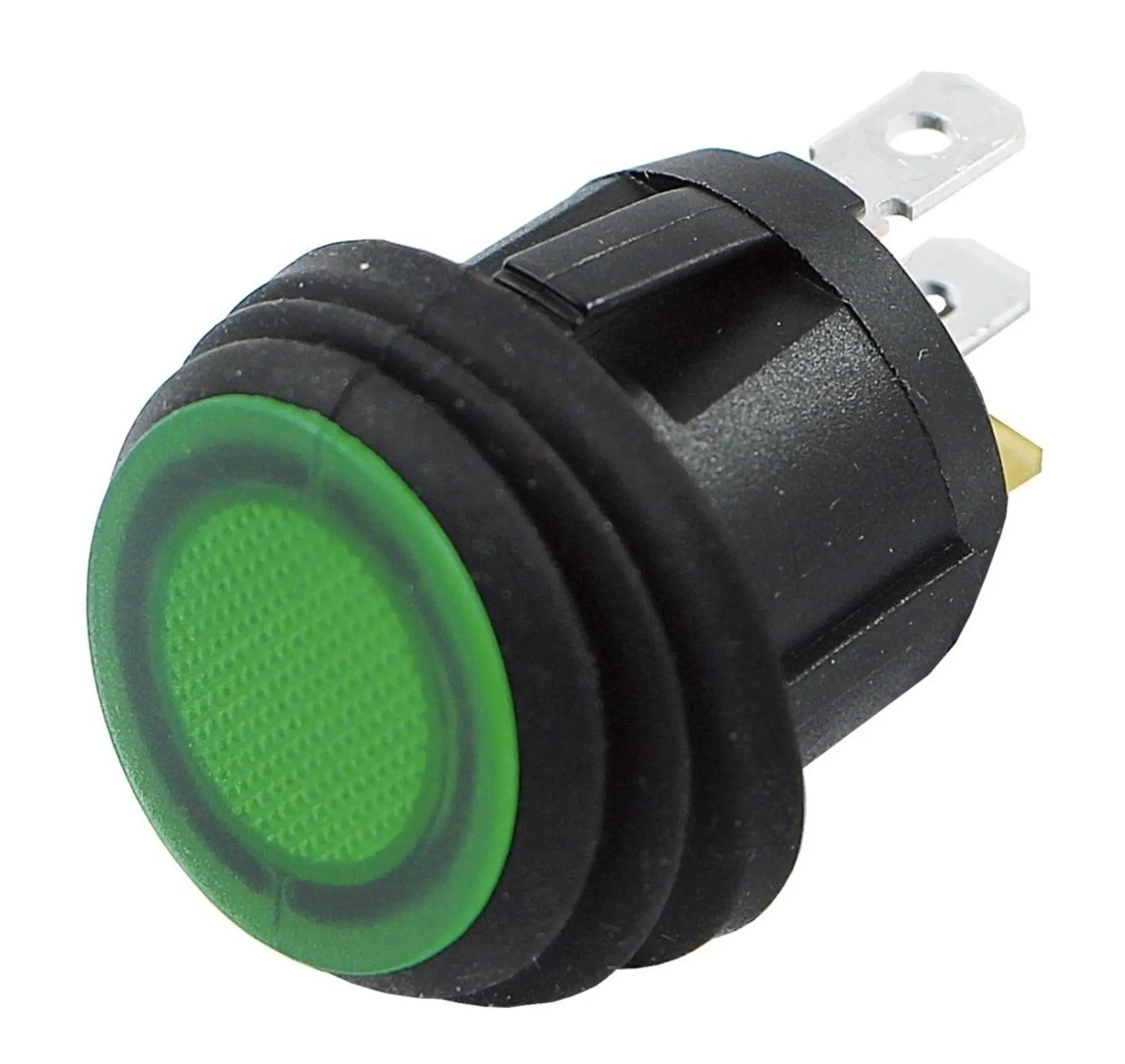 Interrupteur rond avec LED verte marche/arrêt 12/24V