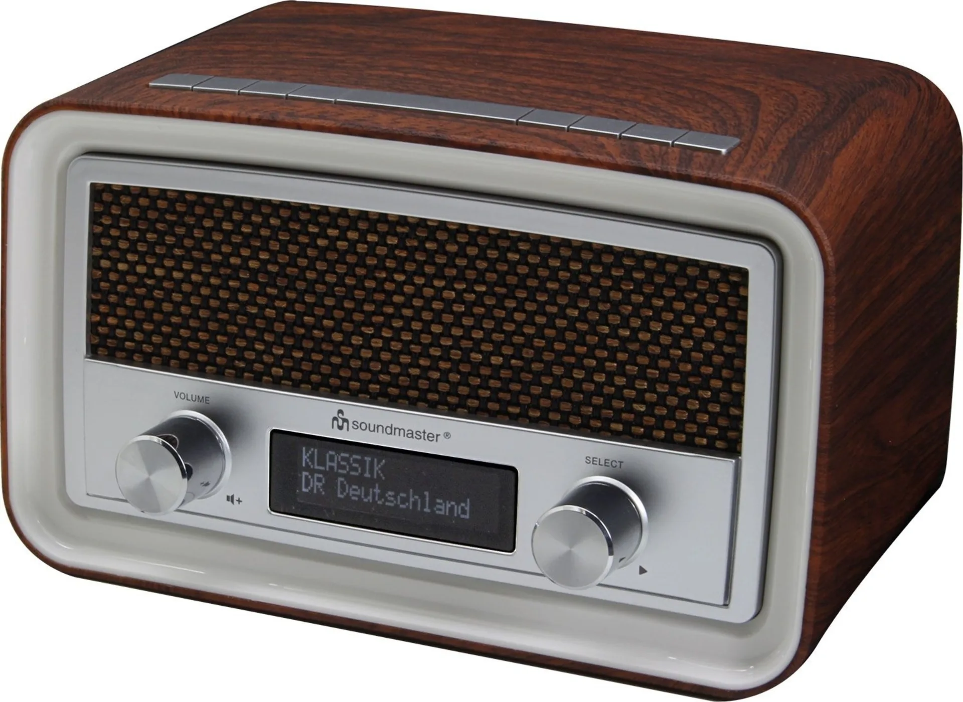 Soundmaster UR190DBR DAB+/UKW Uhrenradio mit USB-Ladebuchse Holzoptik