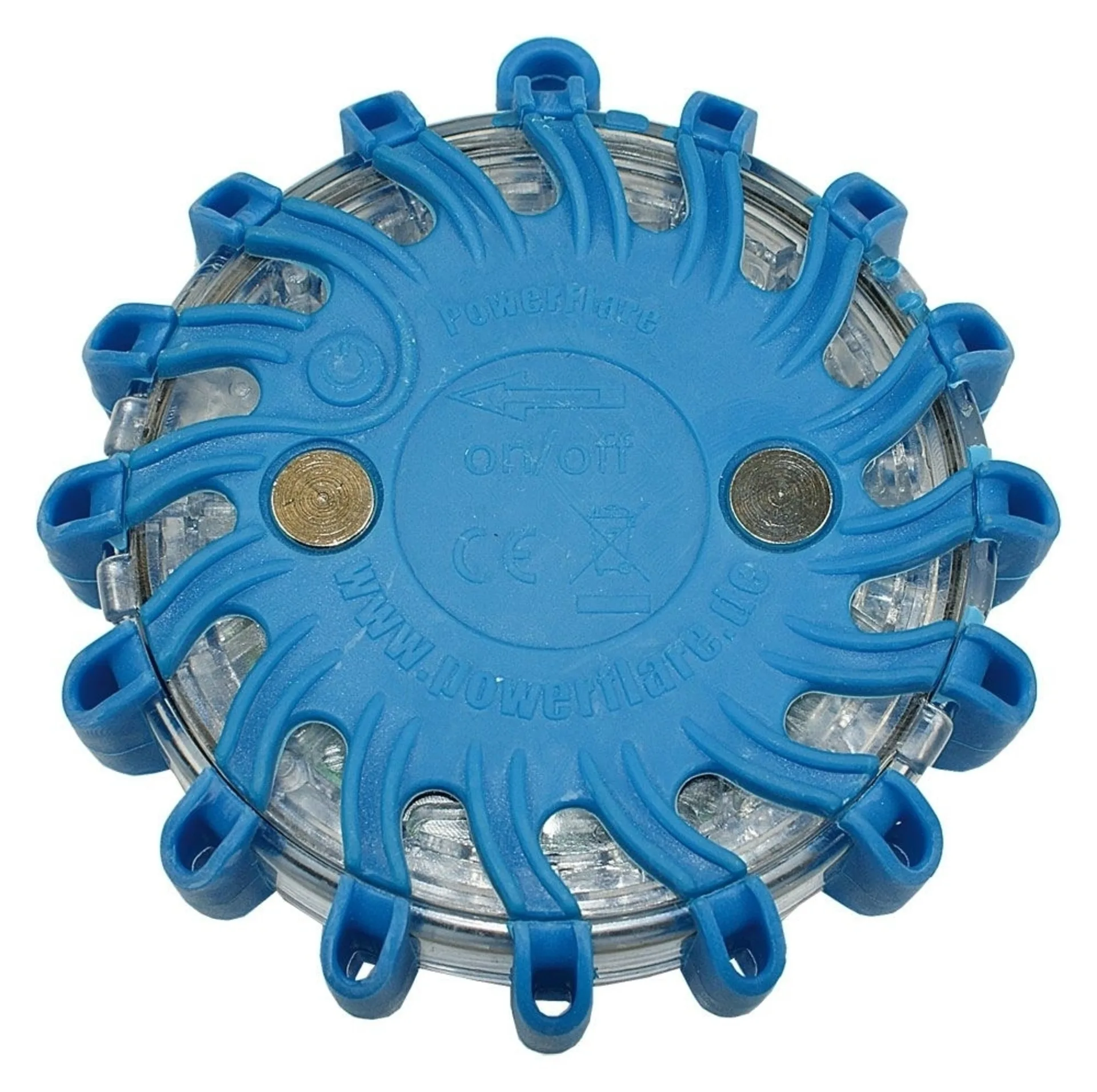Akku Warnblitzer 16 LEDs blau Powerflare Akku Warnleuchte, ø 105 x 35mm