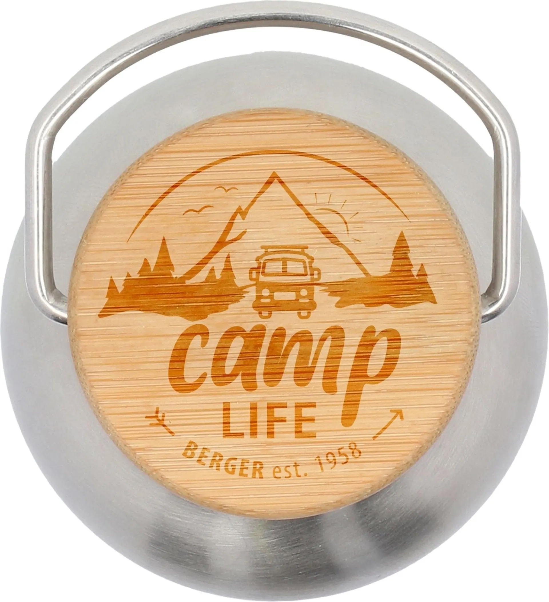 Camplife Isolierflasche mit Bambusdeckel 1000 ml