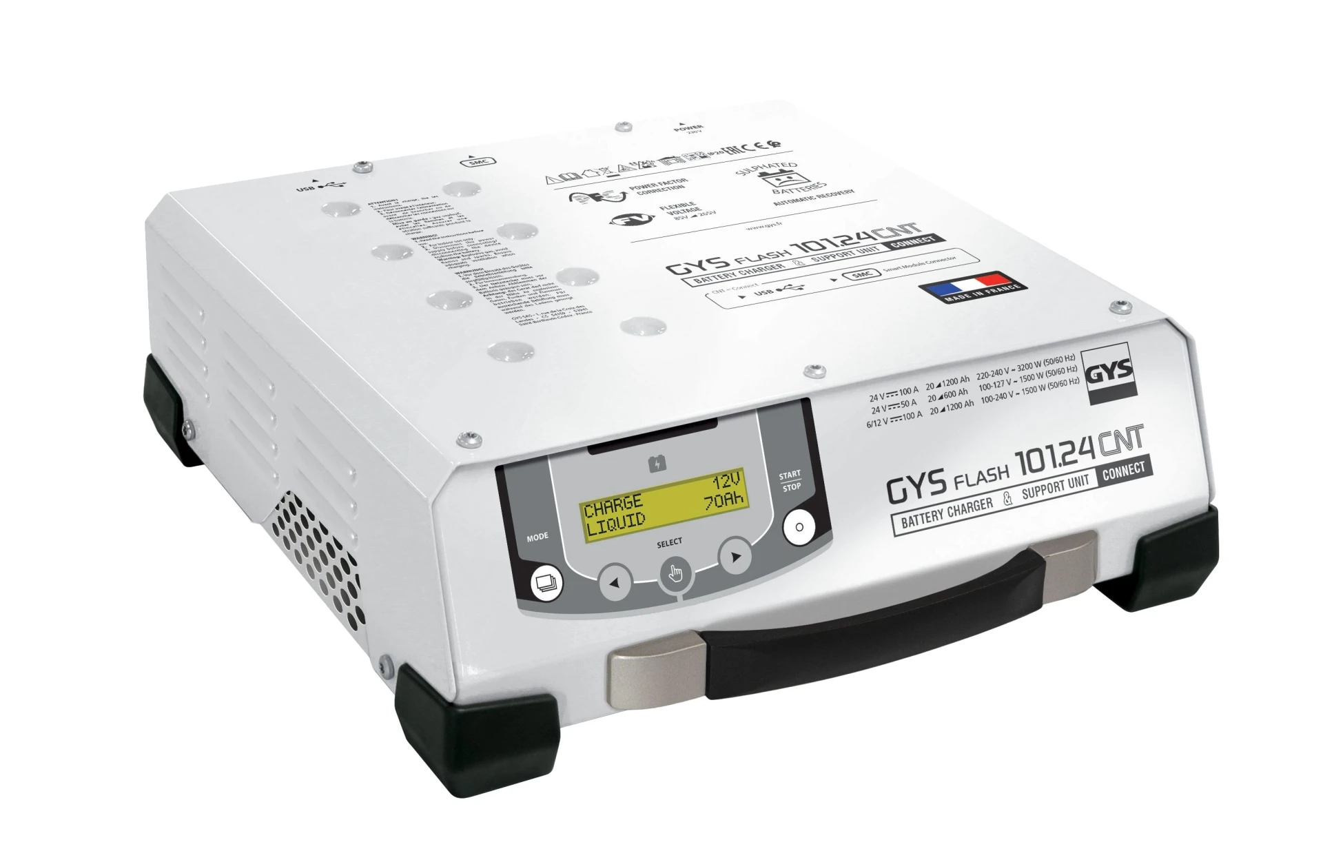 GYSFLASH - 101.24 CNT FV Chargeur d'atelier 6 - 24 V - 100 A 325 x 130 x 270 mm, câble de 5 m, 25 mm² GYSFLASH - 101.24 CNT FV Chargeur d'atelier 6 - 24 V - 100 A 325 x 130 x 270 mm, câble de 5 m, 25 mm²
