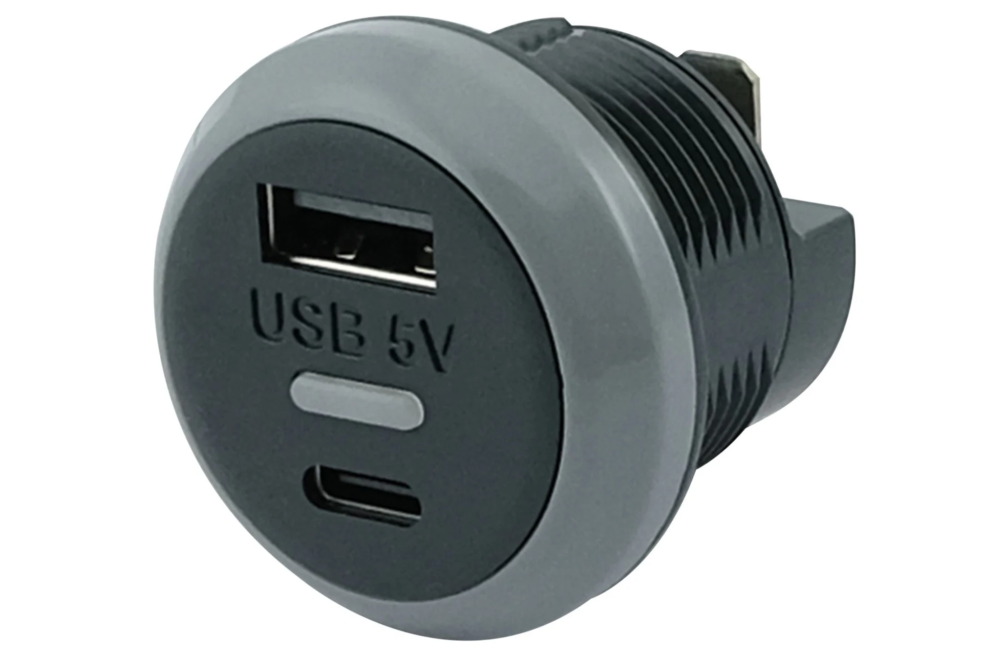 Einbausteckdose - USB-A/C ø 30 mm, 12/24 V --> 3.6 A, für Apple und Android