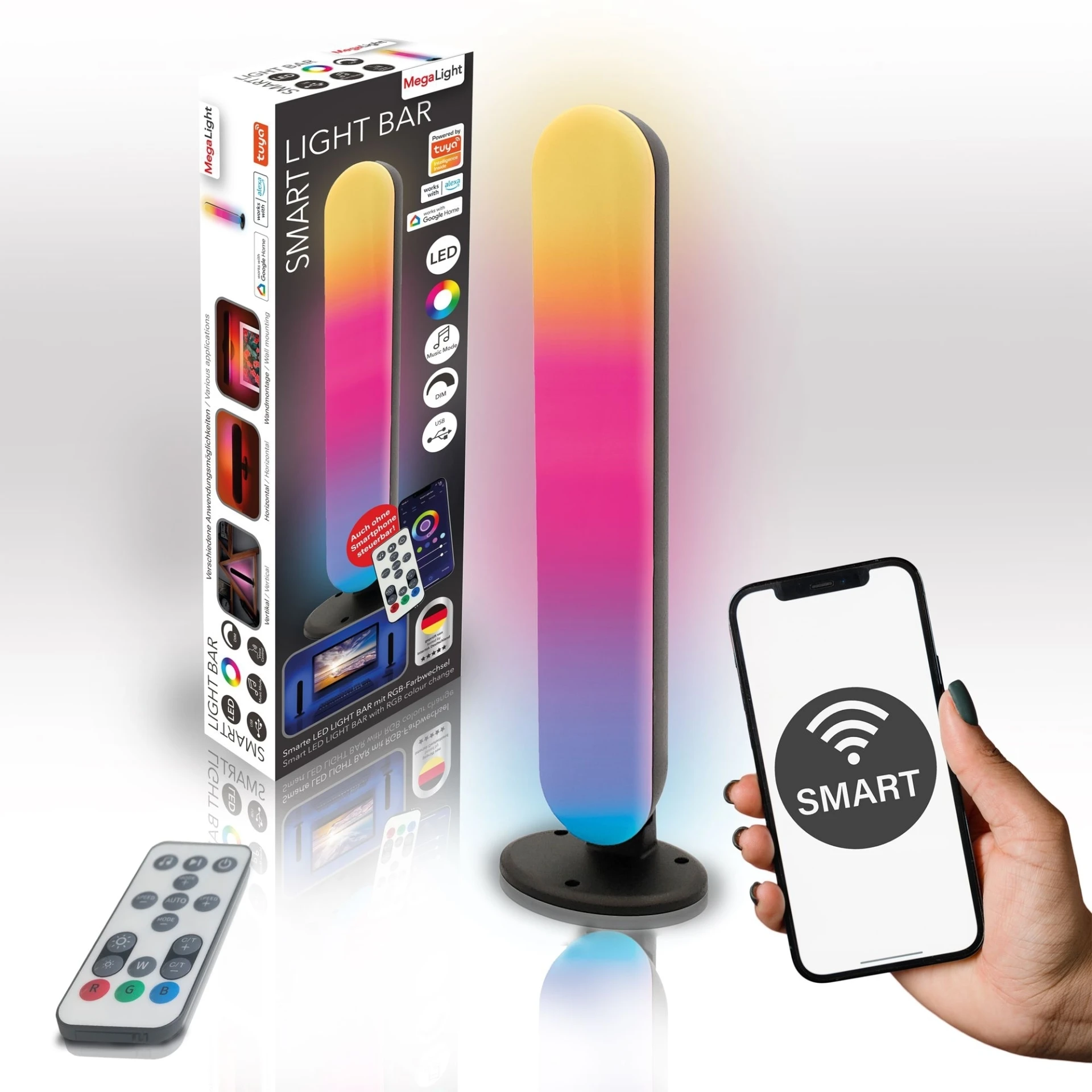 Megalight LED Lightbar Beleuchtung für TV, PC und Mobilar mit verschiedenen Farbmodi 2 Meter