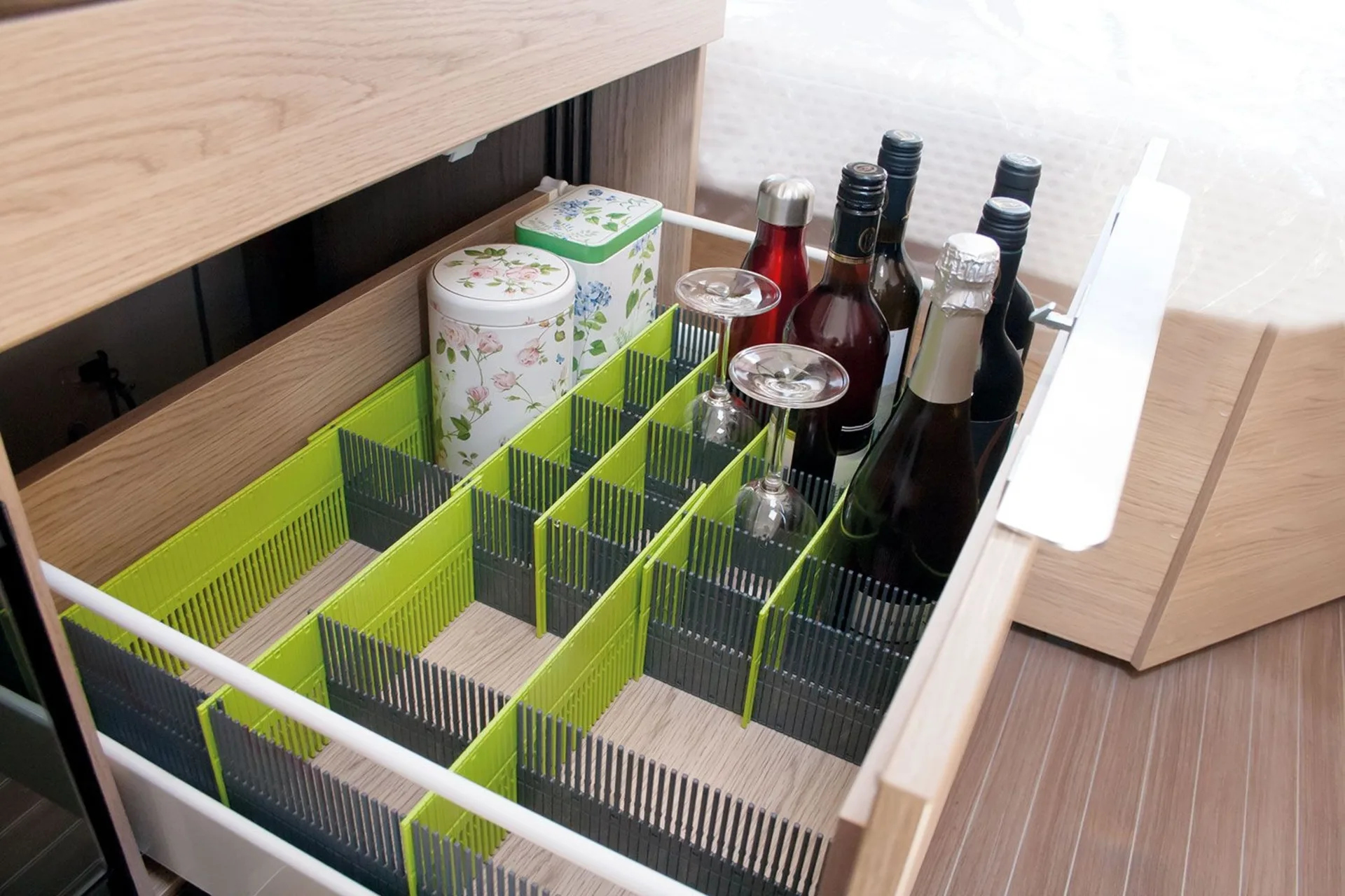 Purvario Pure Light Edition Stauleisten Set für Schubladen 8 Stück anthrazit / lime