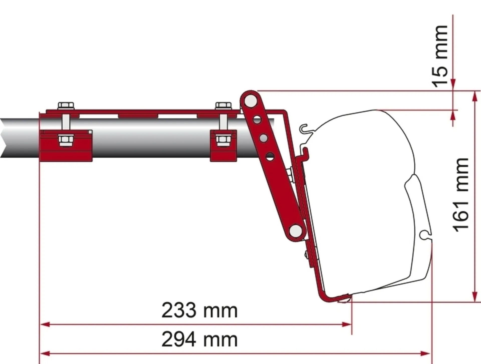 Markisen-Adapter F43van, F45Ti, F45Ti L, ZIP für Dachträger - Kit roof rail