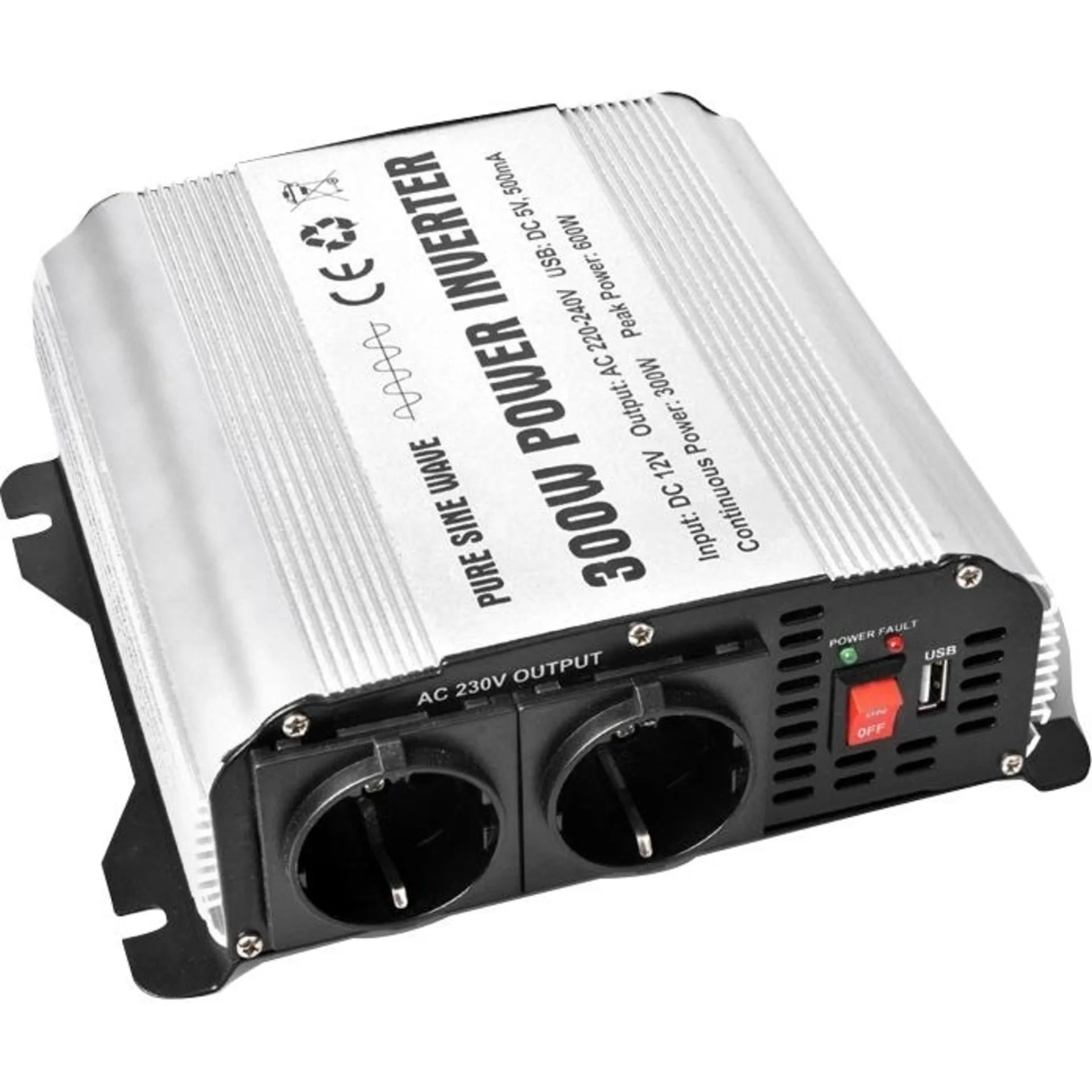 Berger Sinus-Wechselrichter 12V auf 230V silber, schwarz 300W Berger Sinus-Wechselrichter 12V auf 230V silber, schwarz 300W