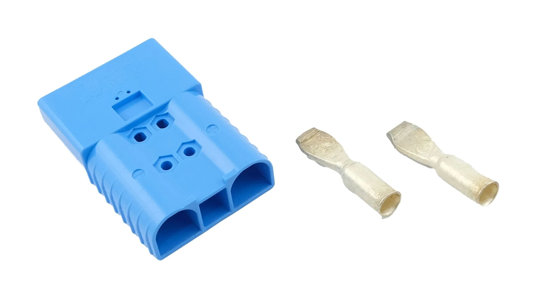 Fiche Anderson 2 pôles - 70 mm² bleue avec 2 contacts - 70 mm²