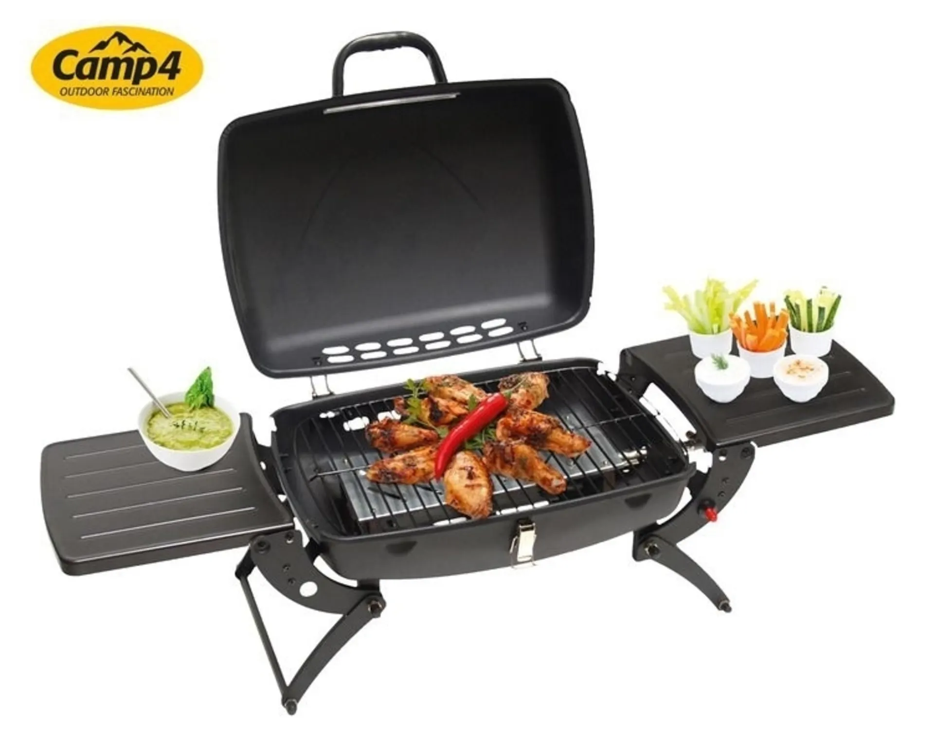 Barbecue à gaz de camping Camp4 Malibu avec 2 plans de travail
