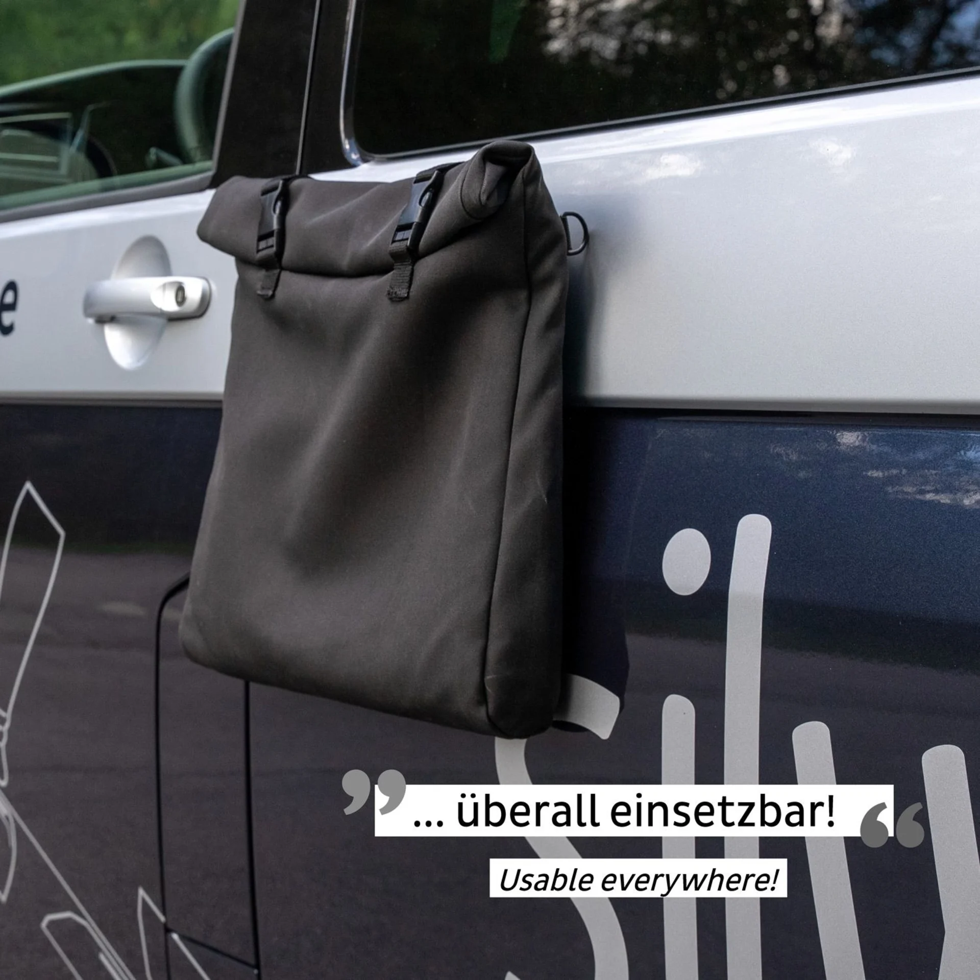 silwy® Sac magnétique "L" avec barre métallique 50 cm BLACK - tient jusqu'à 5 kg