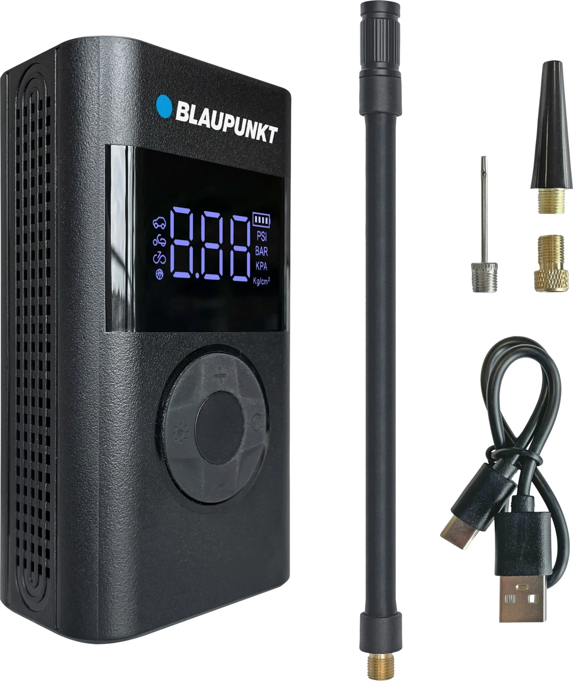 Blaupunkt Tragbare Akku-Luftpumpe TPM 124 mit Powerbank-Funktion / integrierter LED