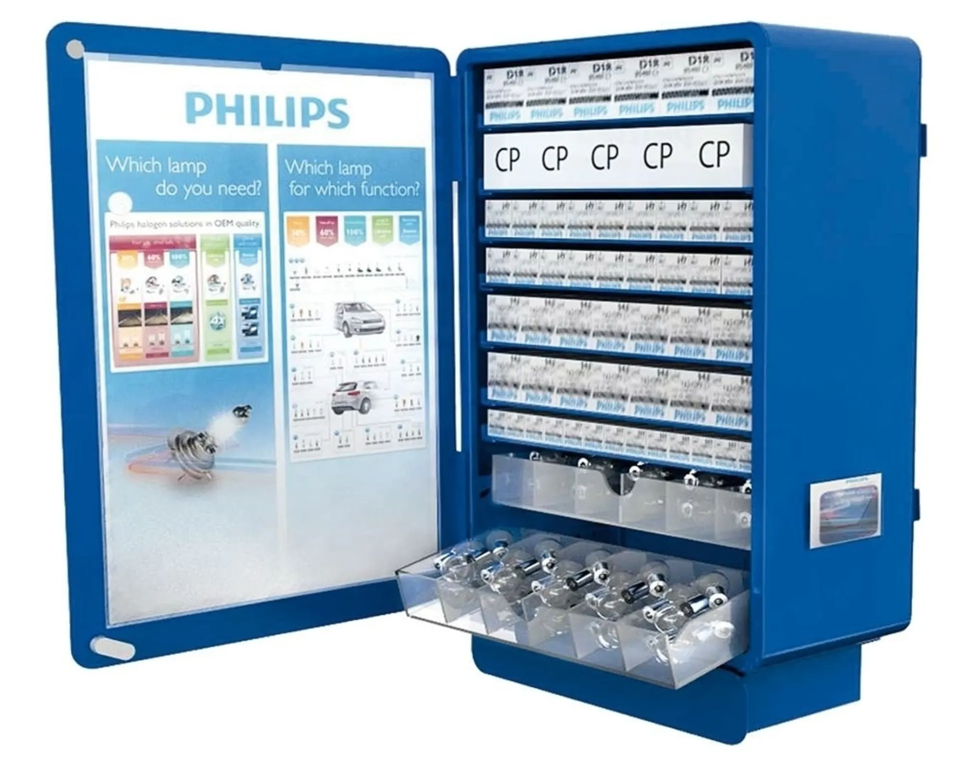 Philips Lampenschrank metall gefüllt 24V 595x370x176mm, 140 Glp., inkl. Glp.Tester