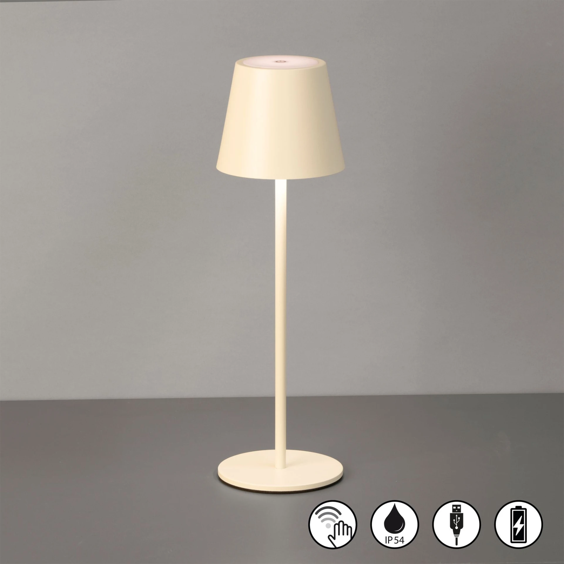 Lampe de table rechargeable Easy Viletto, beige sable Lampe de table rechargeable Easy Viletto, beige sable