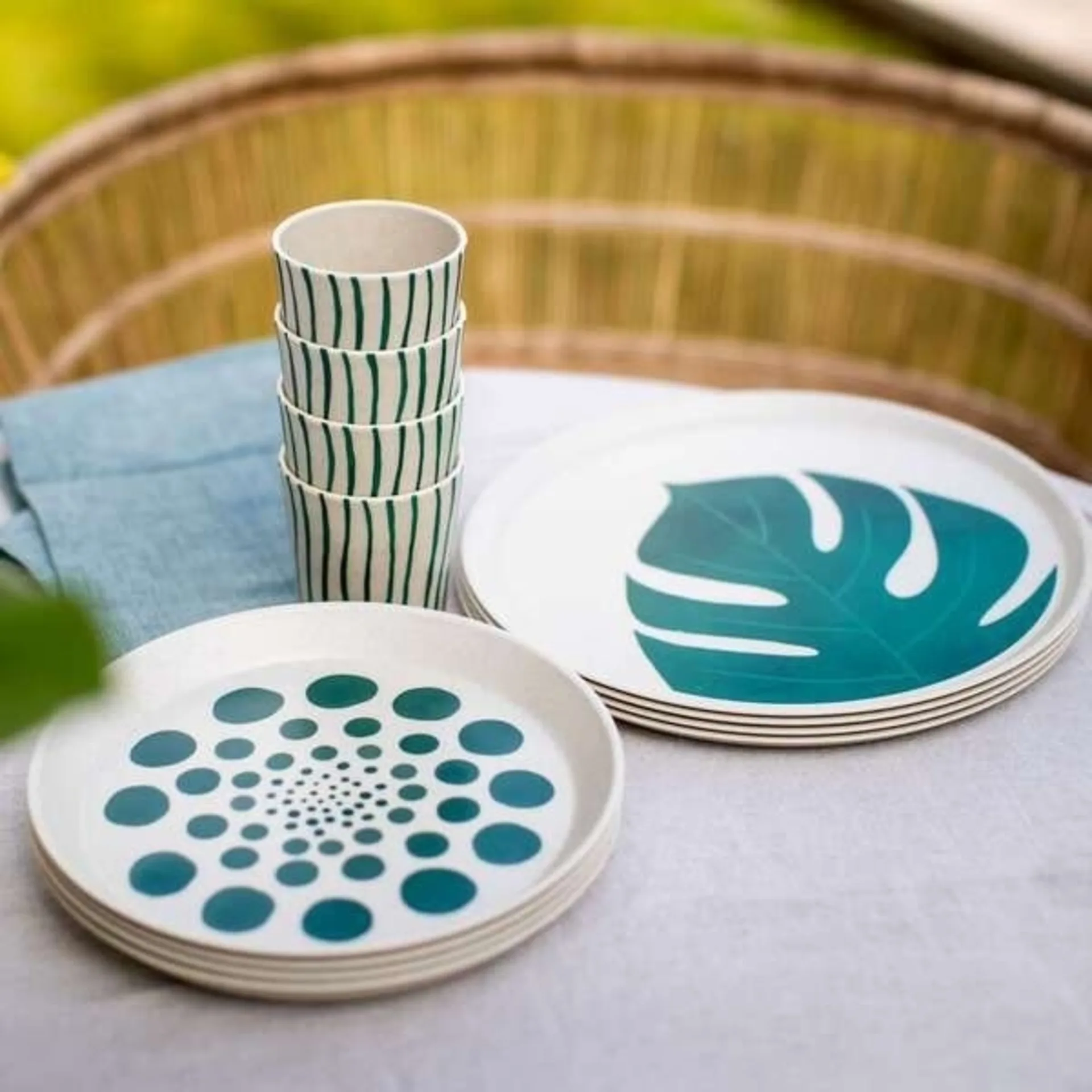 Koziol Connect Plate kleiner Teller Set 4 teilig 205 mm monstera dots