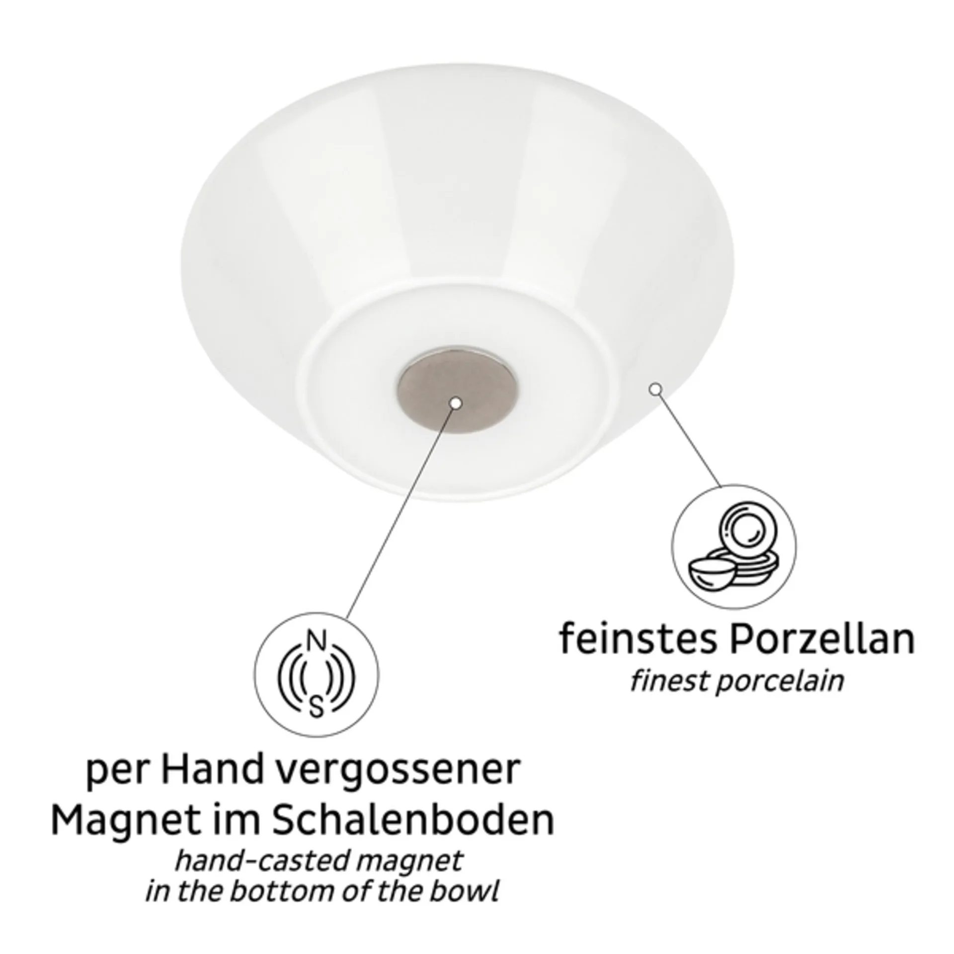 Assiette magnétique Bowl, 2 pièces, blanc, porcelaine, H4.8cm, Ø16cm Assiette magnétique Bowl, 2 pièces, blanc, porcelaine, H4.8cm, Ø16cm