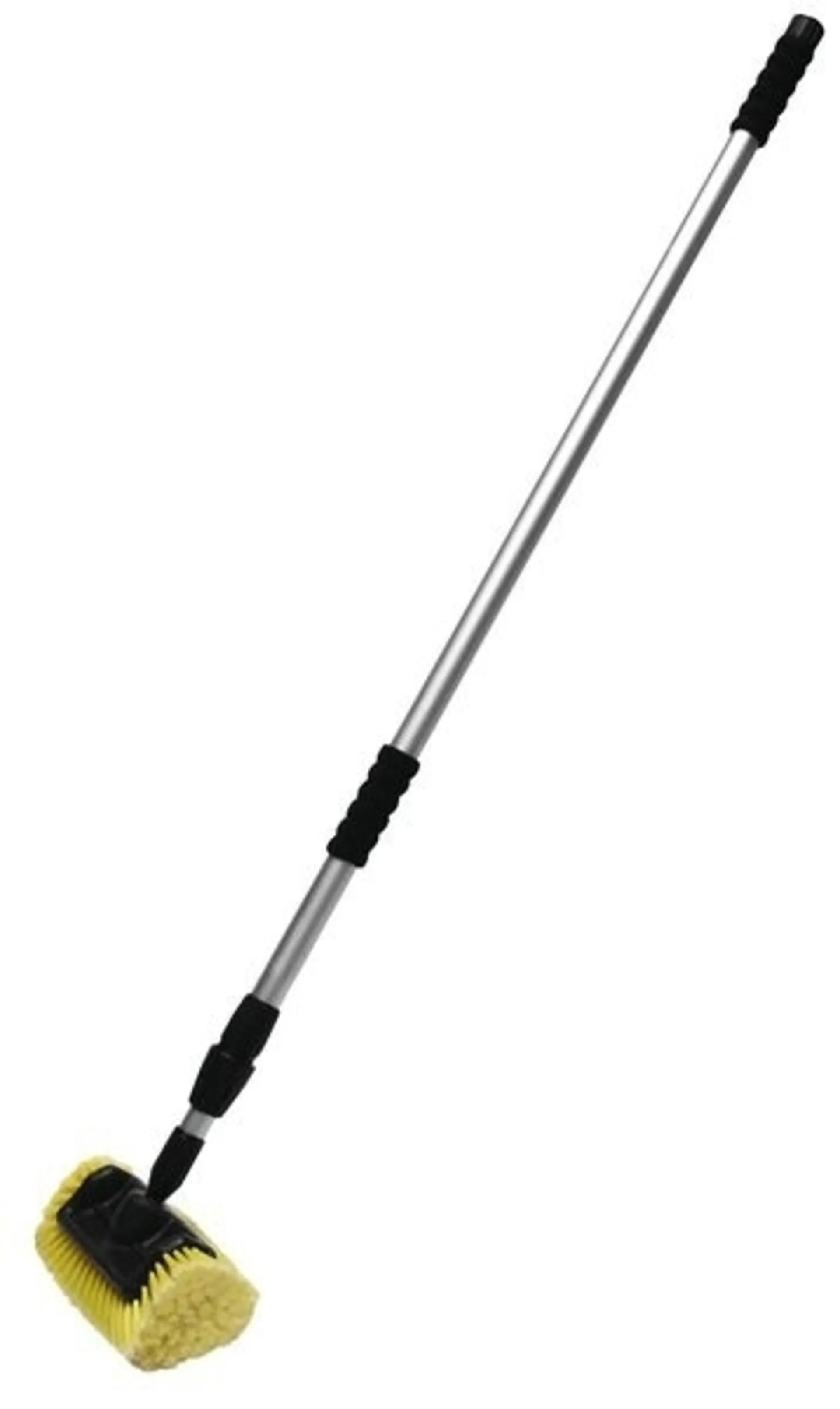 Brosse télescopique pour lavage de voiture avec brosse circulaire et poils latéraux