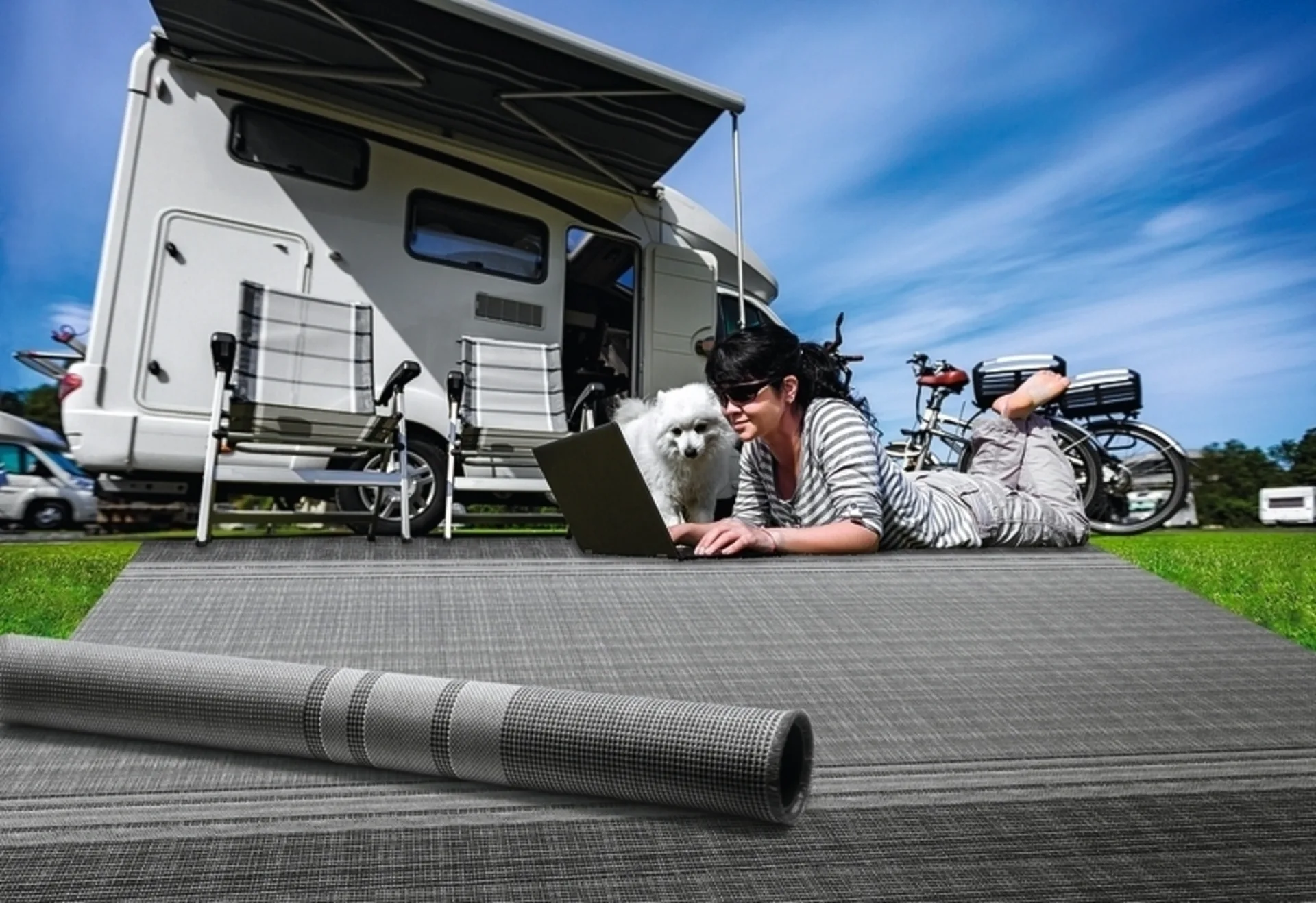 Arisol Safari tapis de tente 2.5 x 3 m en gris/blanc