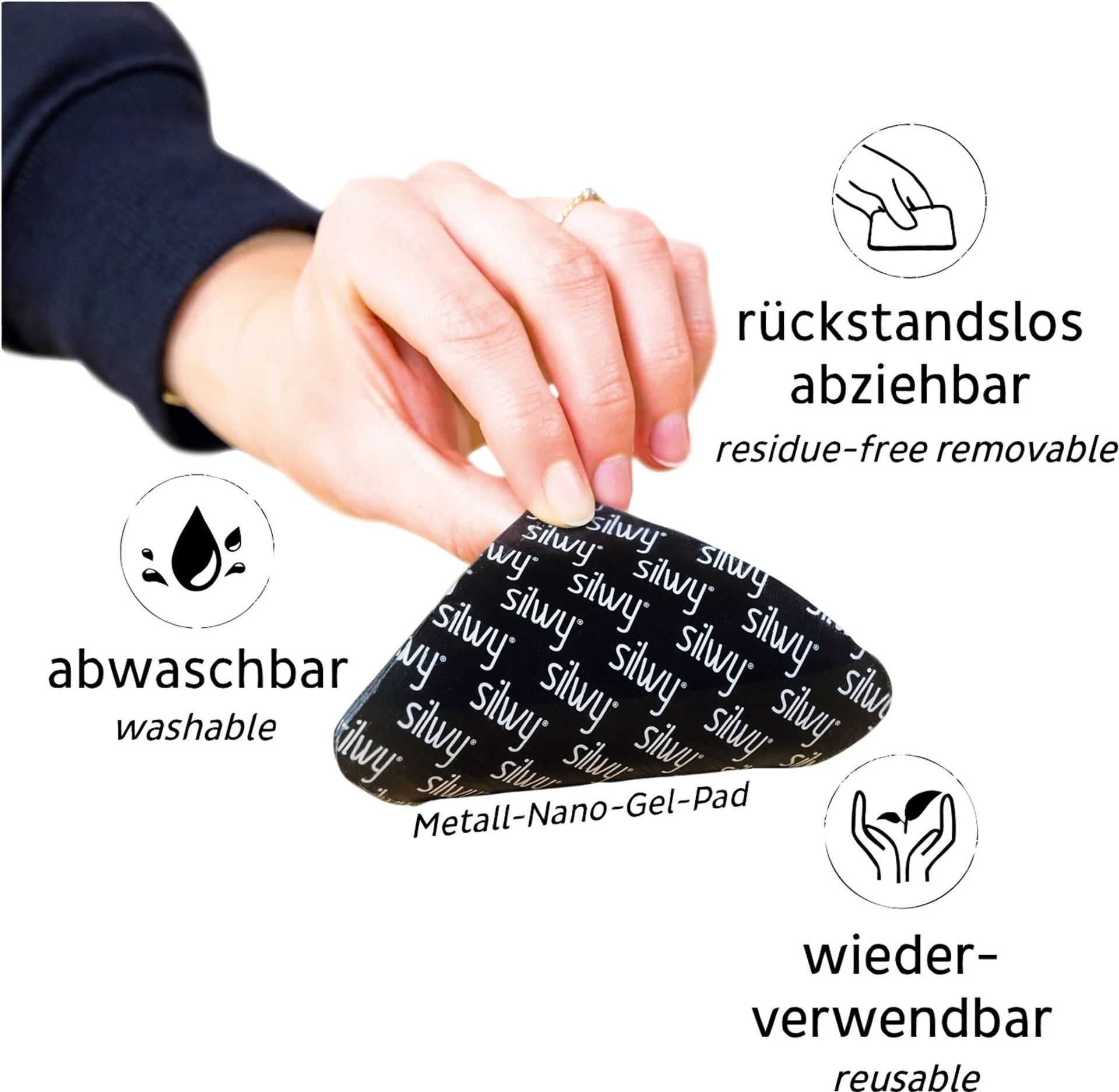 silwy® Tapis de métal nano-gel BLACK pour verres magnétiques
