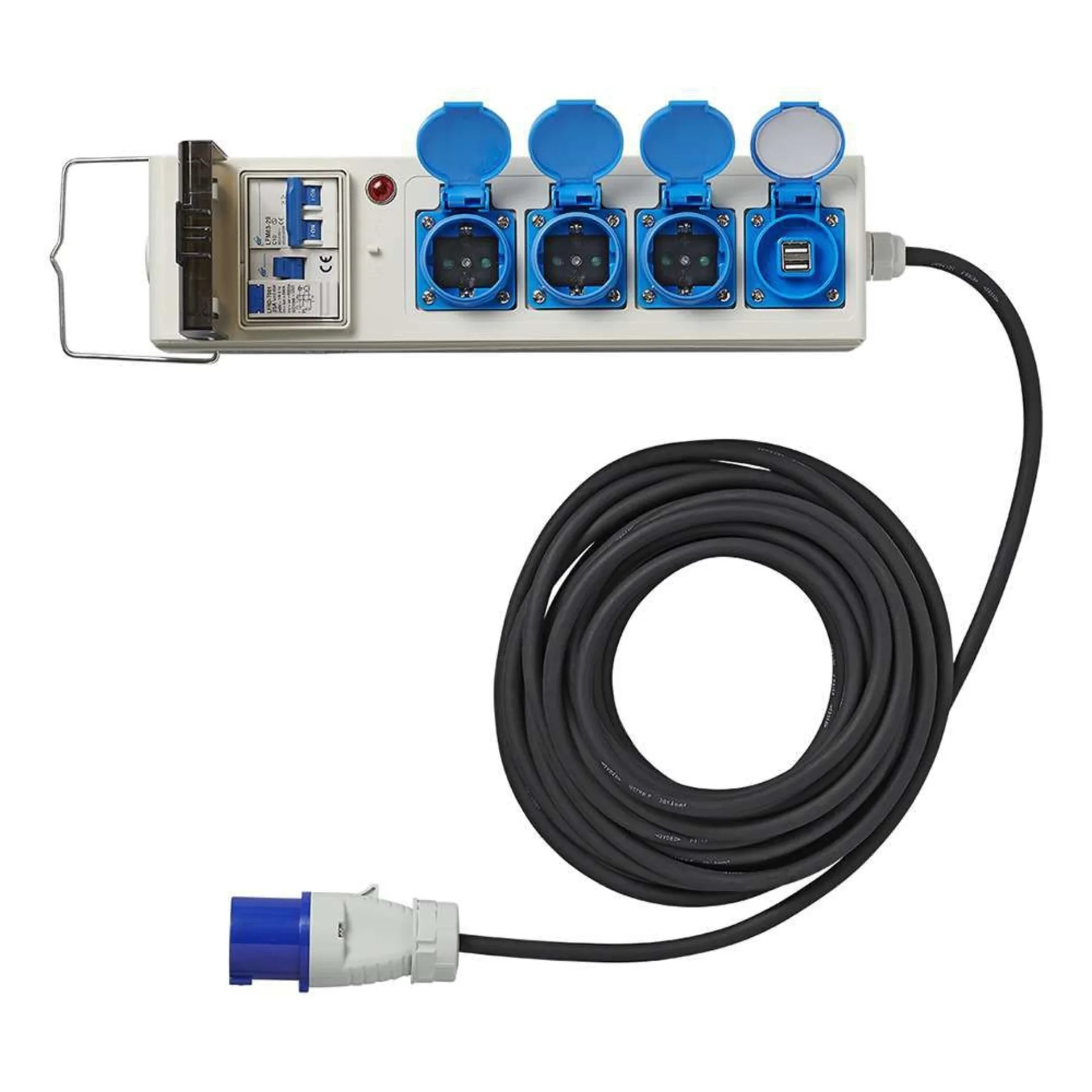 Prise PAT pour tente et caravane pliante 10 mètres 3 x 2,5mm² incl. 2 x USB