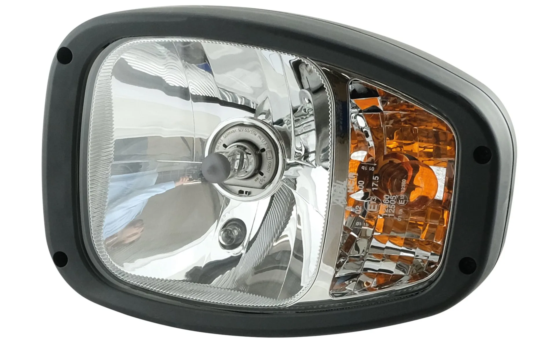 ABL - Halogen Aufbauscheinwerfer links 12 V Fern- und Abblendlicht (inkl. Blinker) Bef. Unten