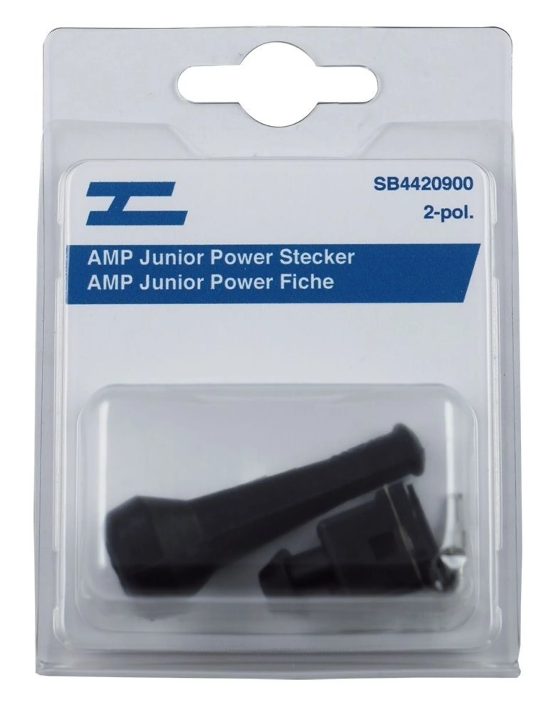 AMP Junior Power - 2-pol komplett Steckgehäuse, Kappe und 3 Flachsteckhülsen