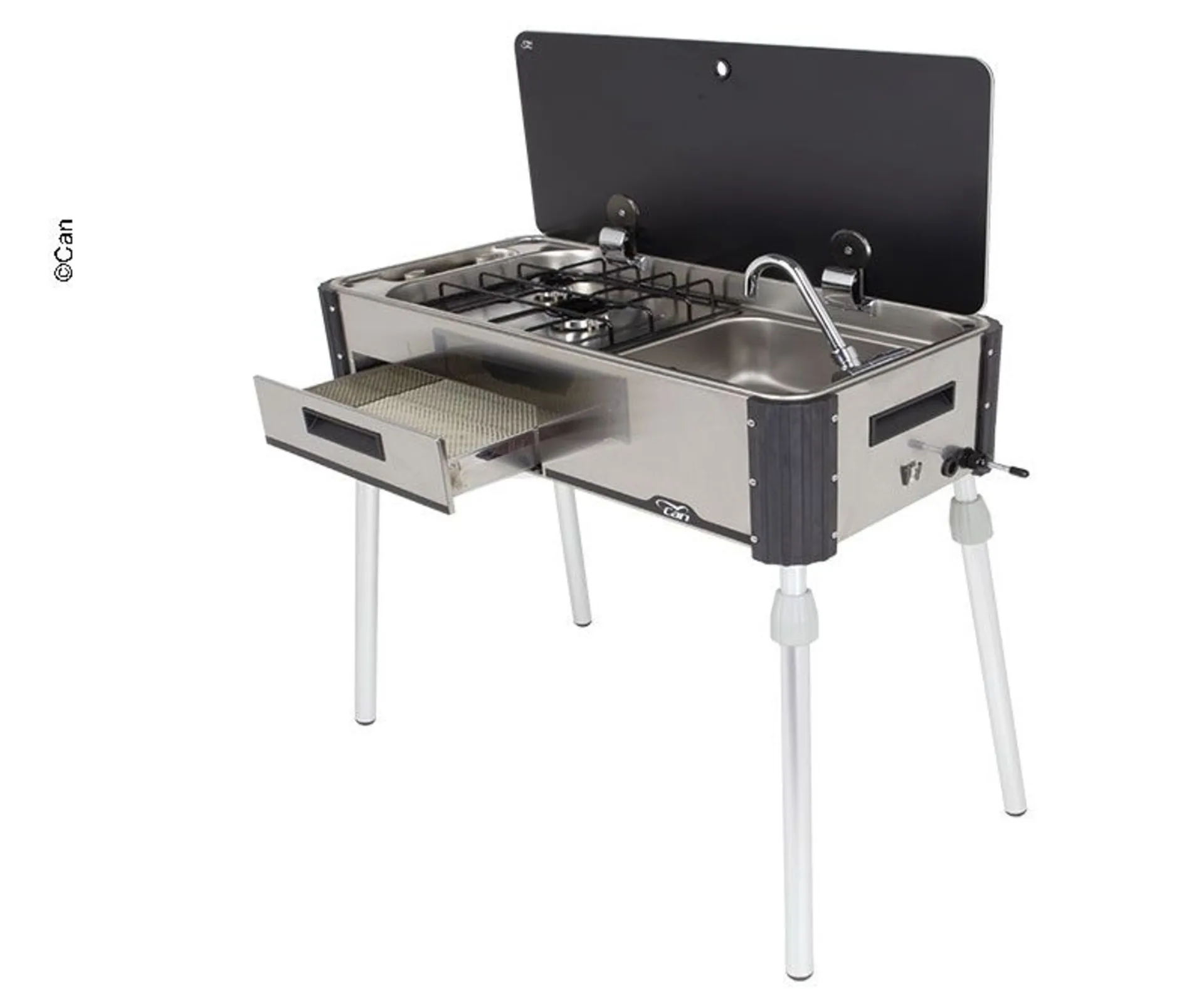 Gaskocher mit Spüle, 2-flammig, Slideout-Funktion - Modell SL1400,LC