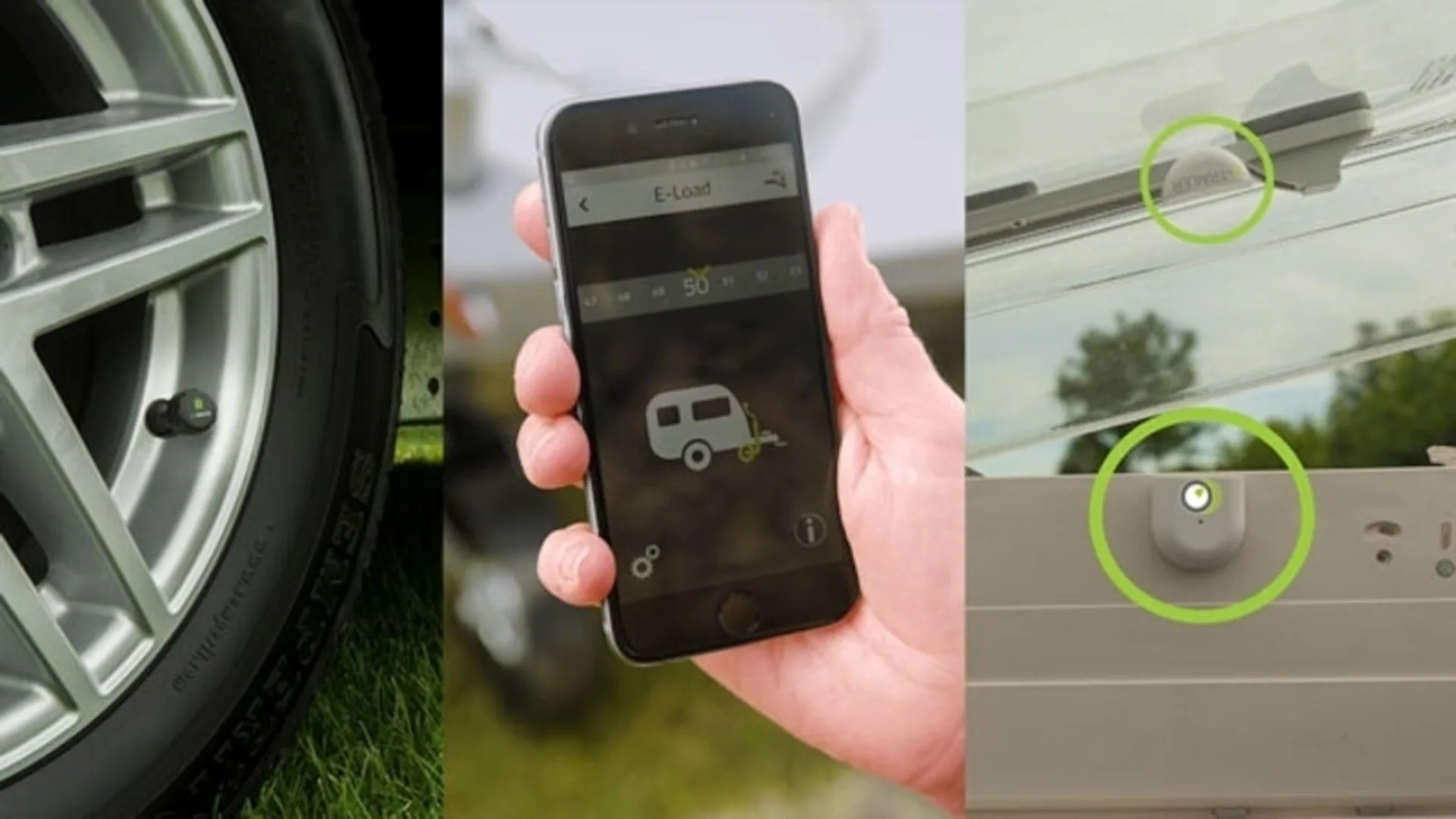 E-Trailer Sicherheitspaket Wohnwagen zur Überprüfung von Reifendruck / Stützlast / geöffneter Fenster