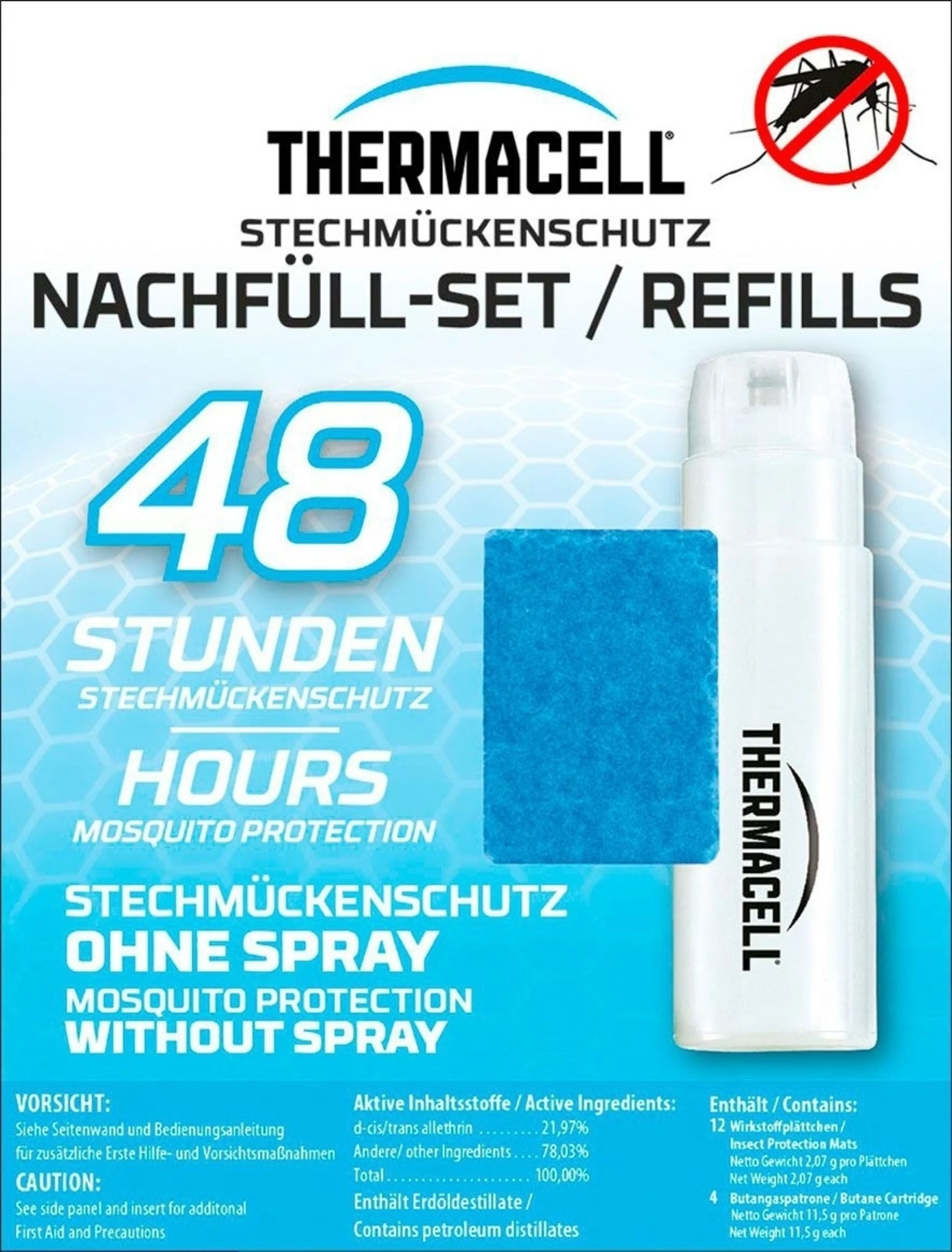 Thermacell R-4 Backpacker Nachfüllpack für Mückenschutzgeräte Gaspatronen + Wirkstoffplättchen