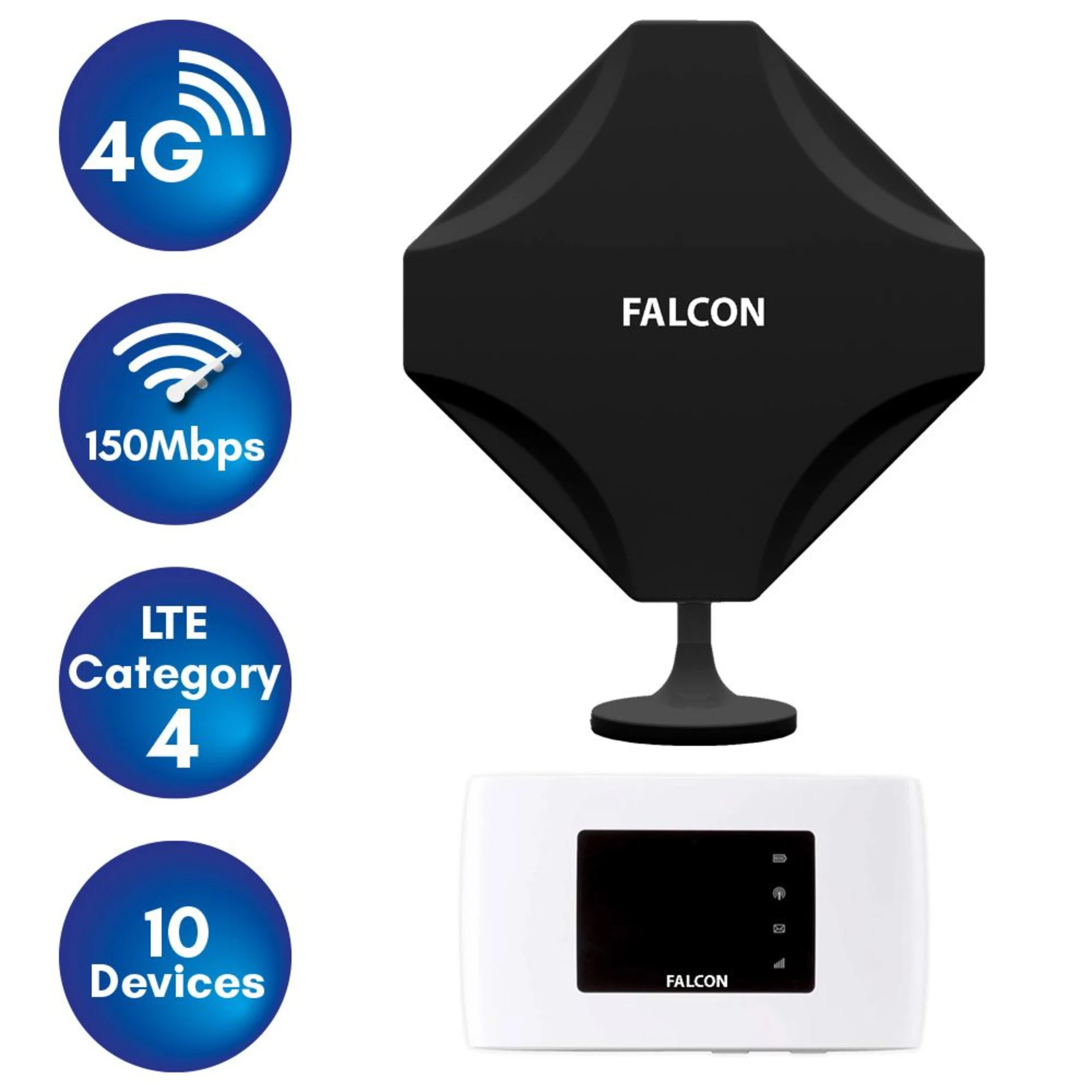 Falcon DIY 4G LTE tragbare Internet Fensterantenne inkl. mobilen 150 Mbit WLAN-Router