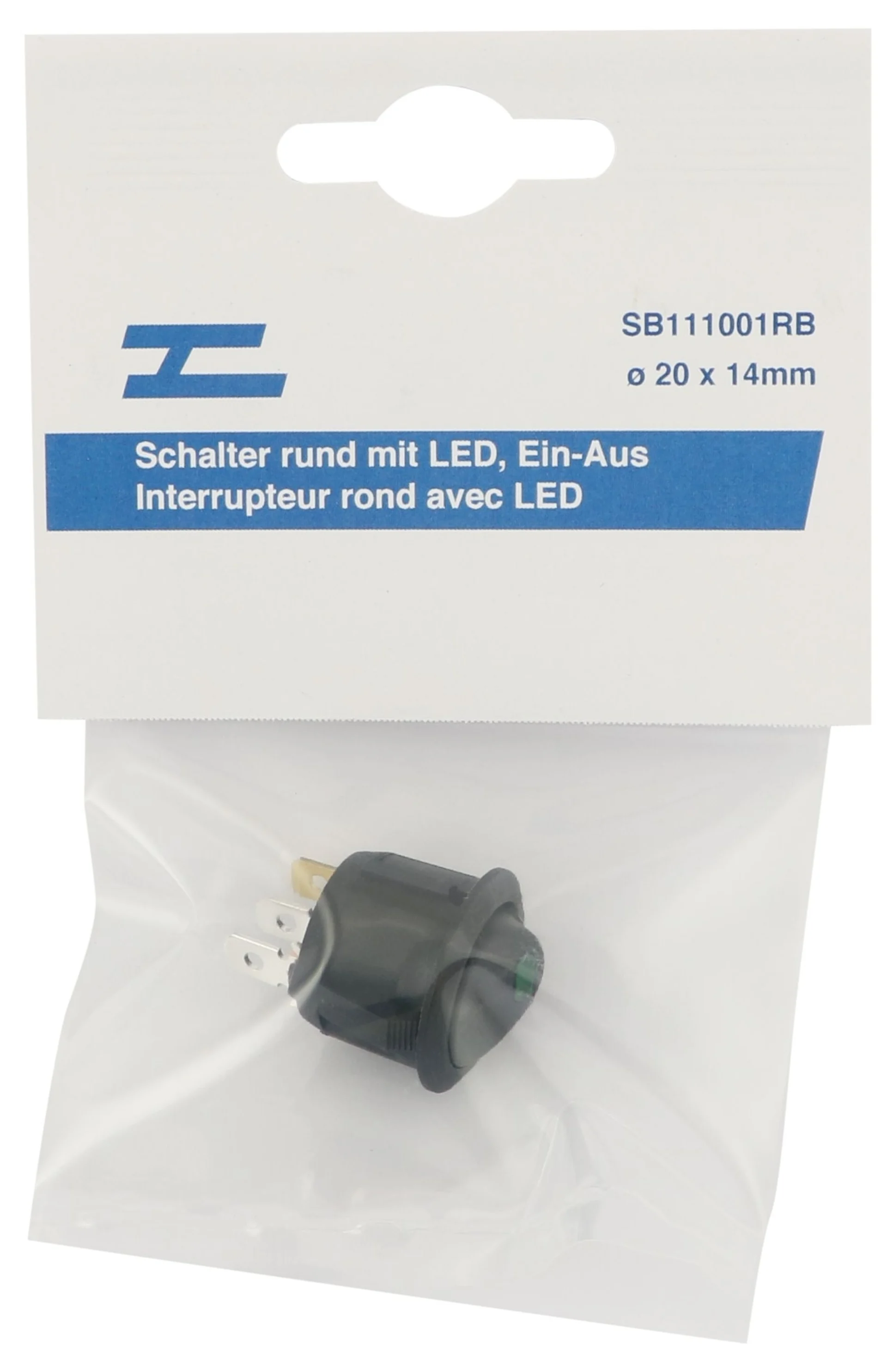 Interrupteur rond avec LED verte marche/arrêt 12/24V