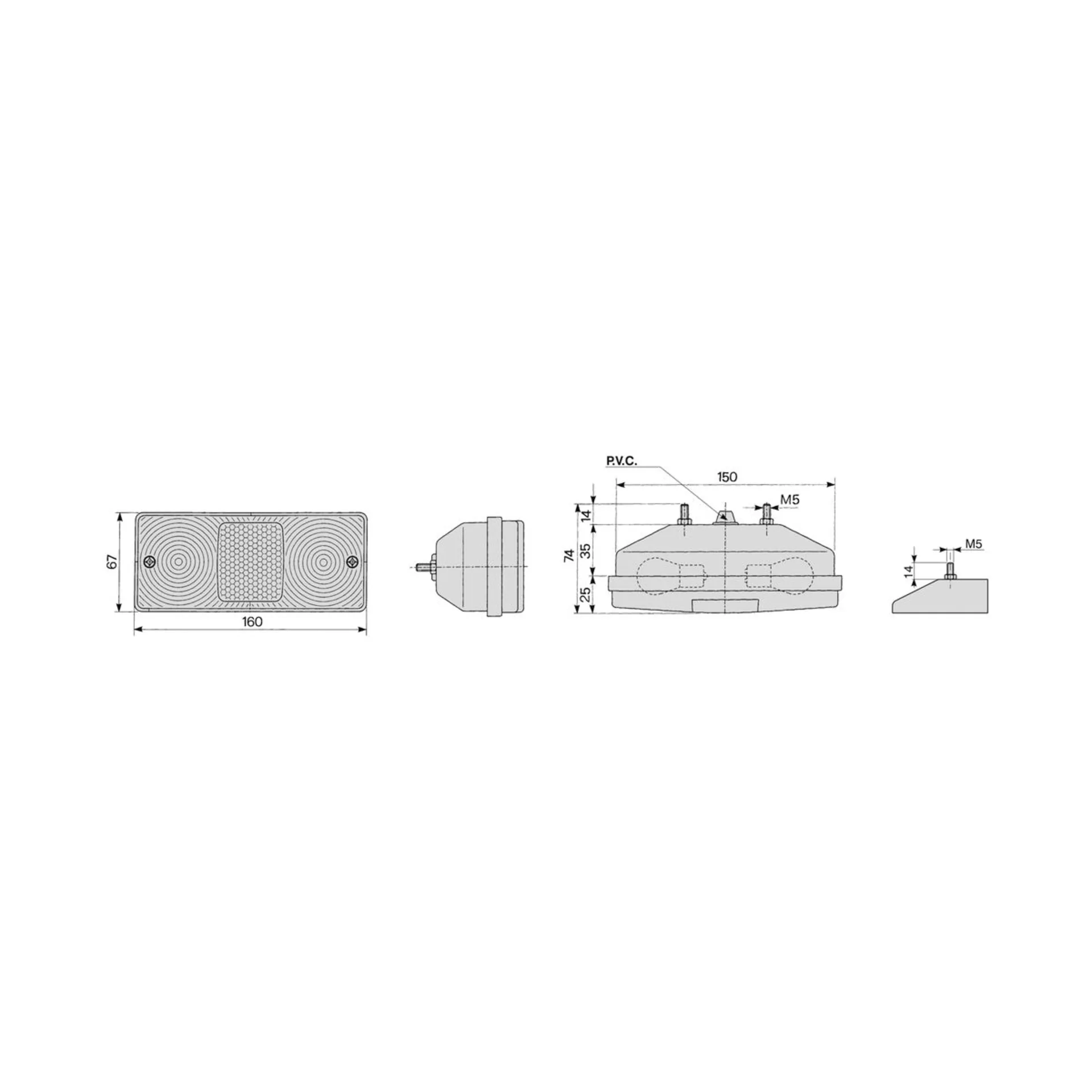 COBO - Blink-Brems-Schlussleuchte 160 x 67 mm, links & rechts