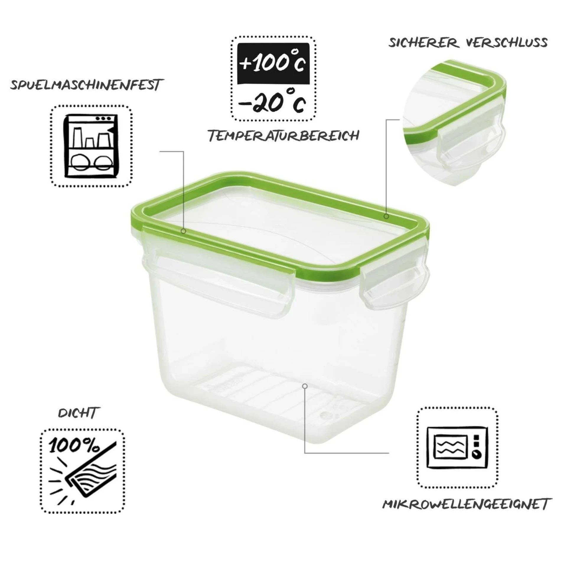 Rotho clic and lock boîte à réfrigérateur haute 1 litre