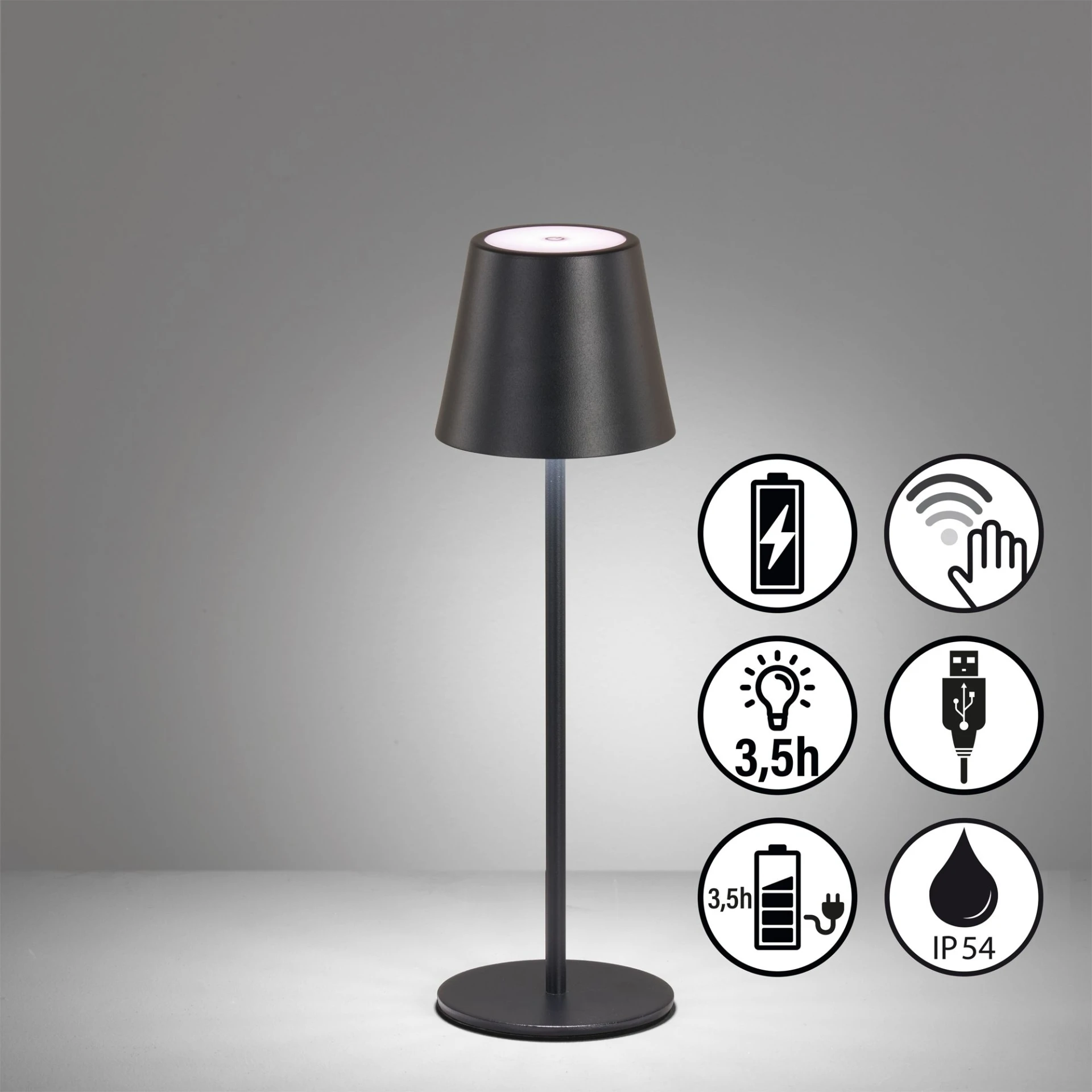 Lampe d'extérieur de table à batterie Easy, noire Lampe d'extérieur de table à batterie Easy, noire