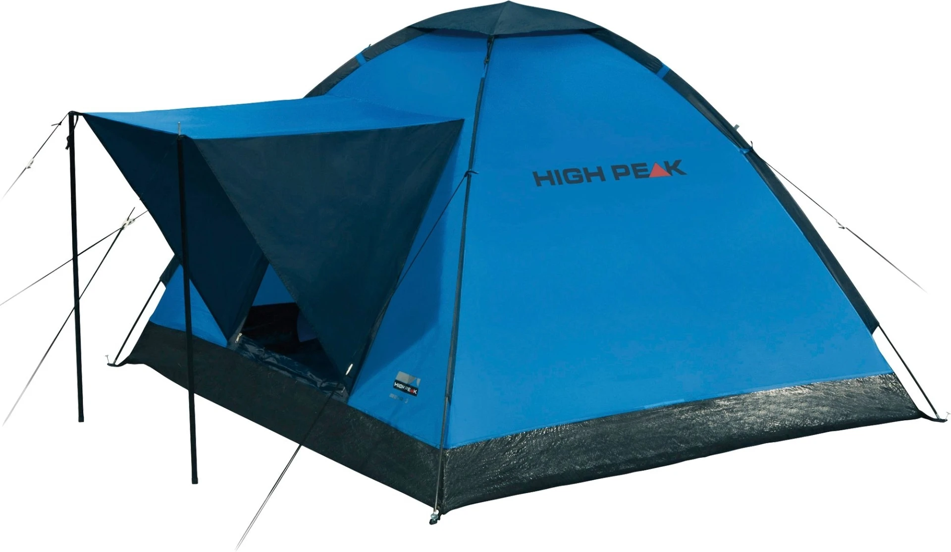 Tente dôme autoportante à toit simple High Peak Beaver 3, bleue/grise, pour 3 personnes
